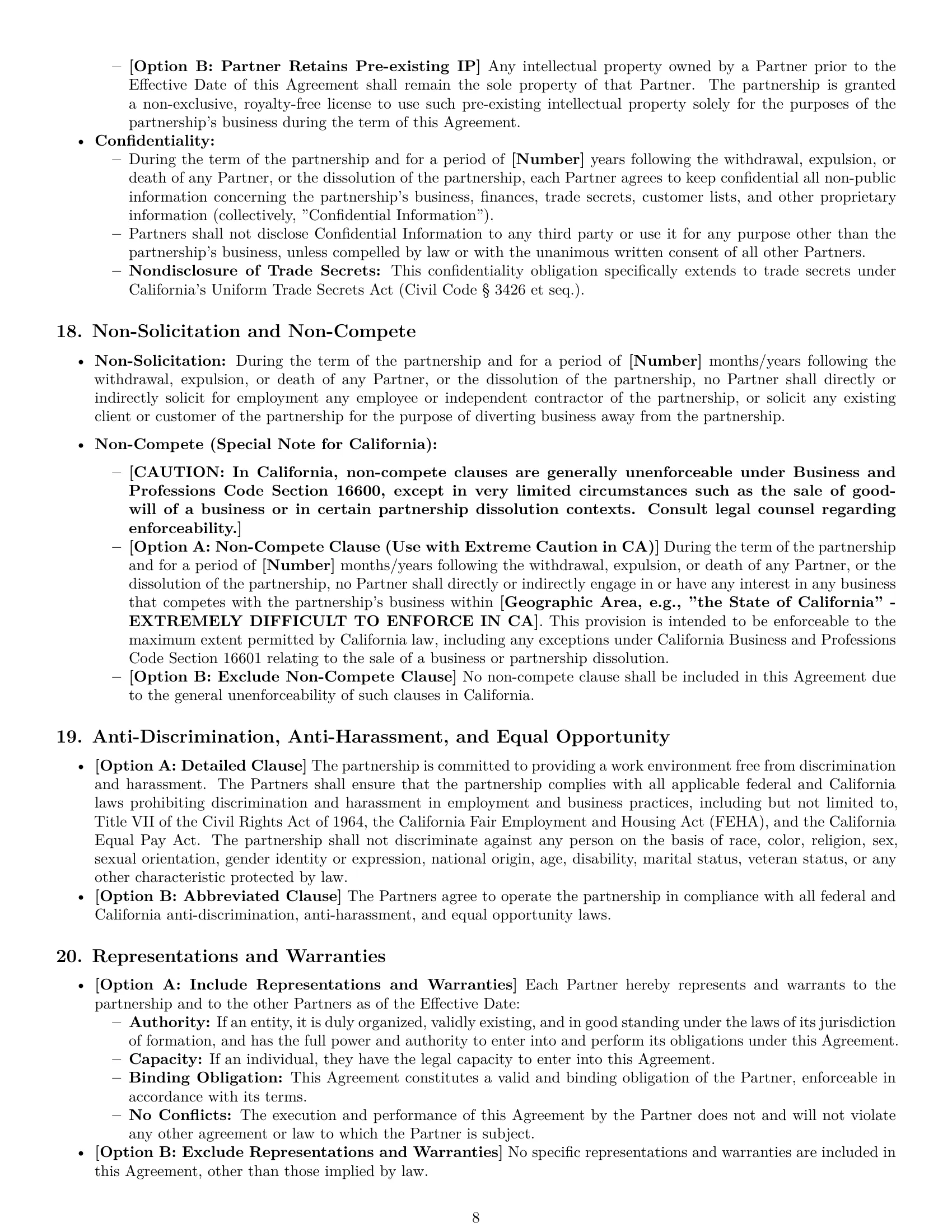Preview page 8 of Pro California partnership agreement template