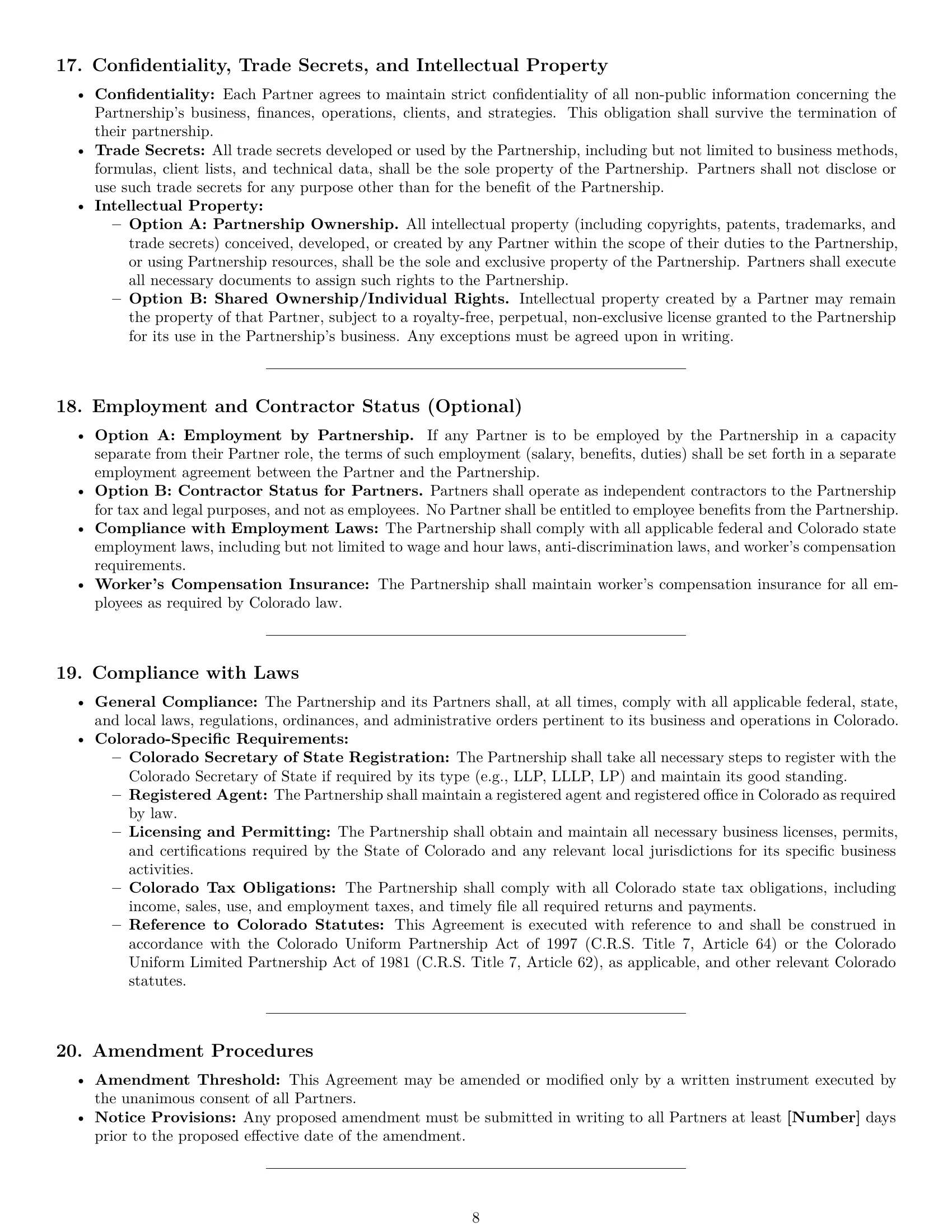Preview page 8 of Pro Colorado partnership agreement template
