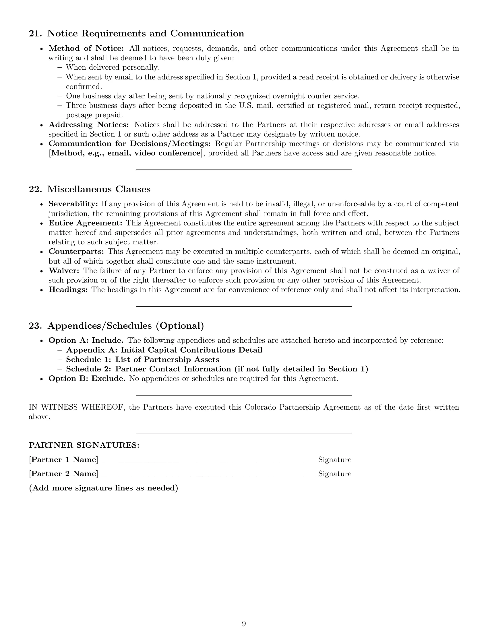 Preview page 9 of Pro Colorado partnership agreement template