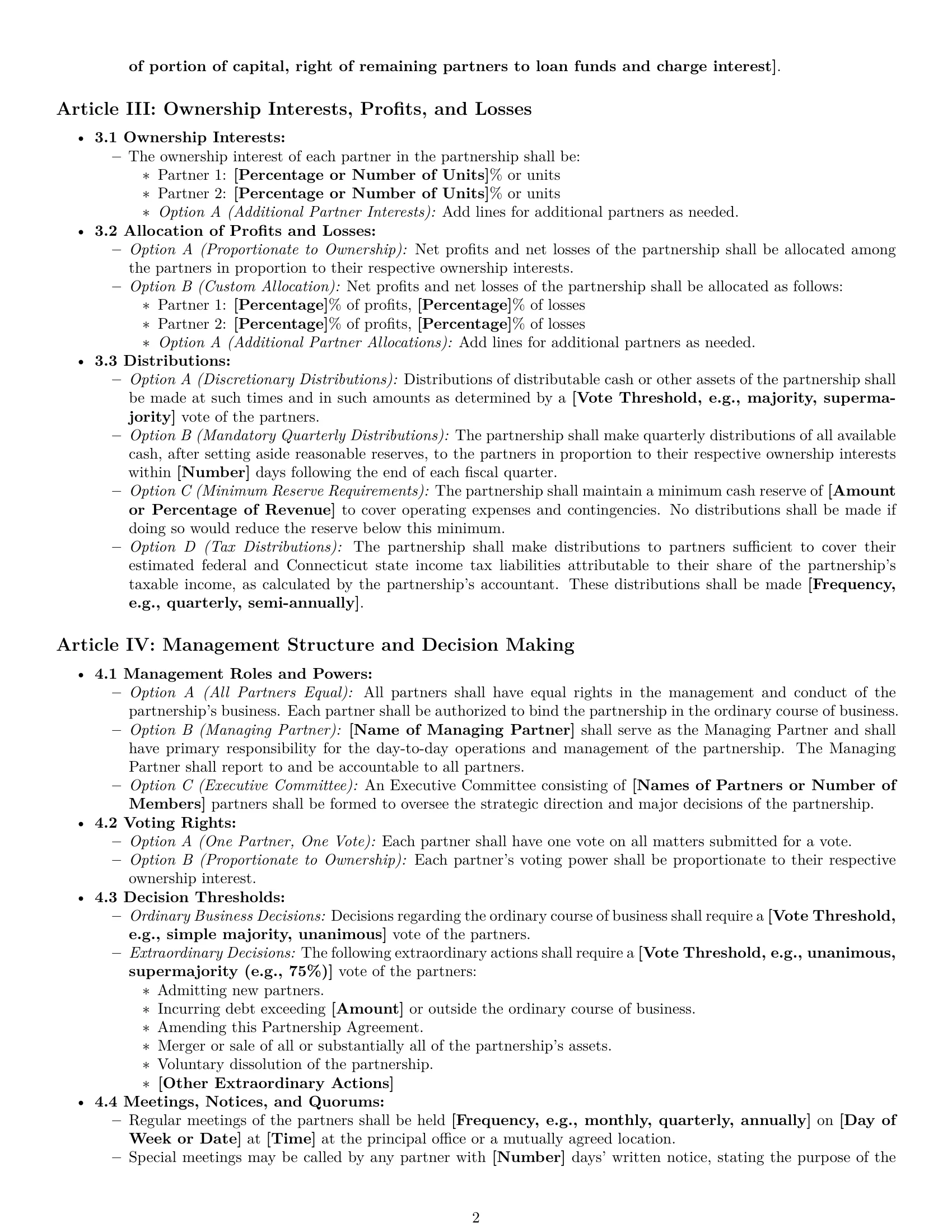 Preview page 2 of Pro Connecticut partnership agreement template