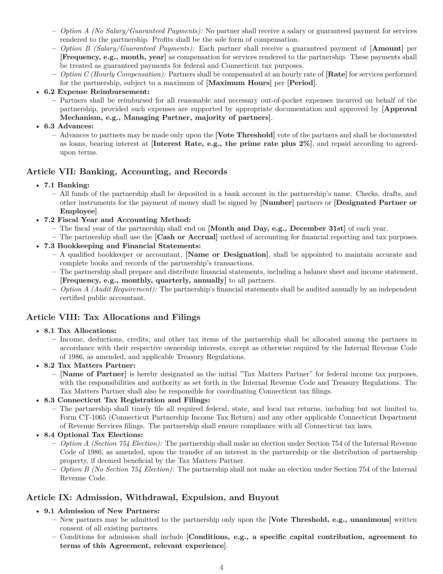 Preview page 4 of Pro Connecticut partnership agreement template