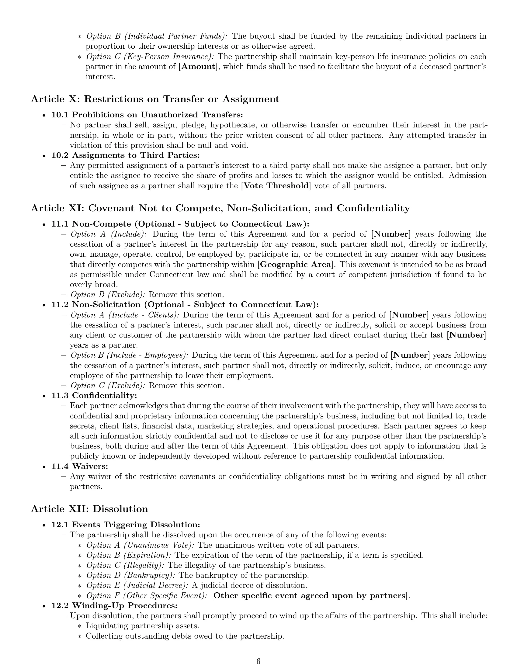Preview page 6 of Pro Connecticut partnership agreement template