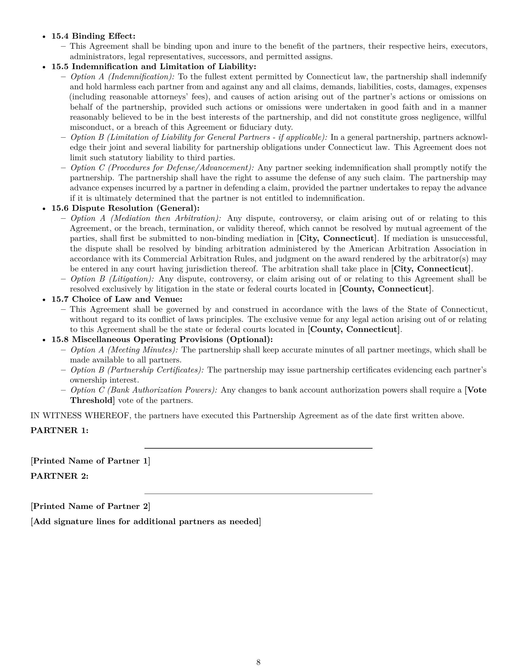 Preview page 8 of Pro Connecticut partnership agreement template