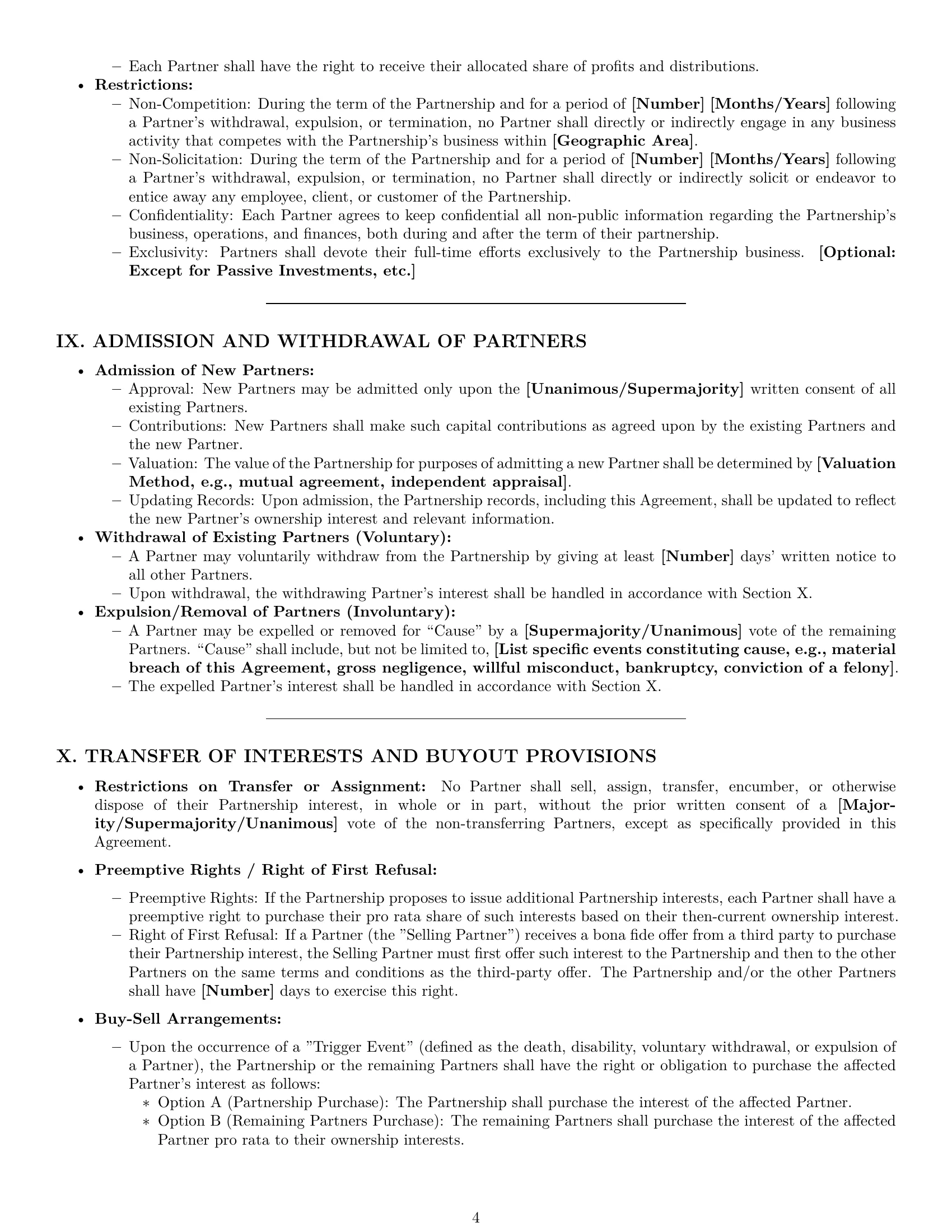 Preview page 4 of Pro Delaware partnership agreement template