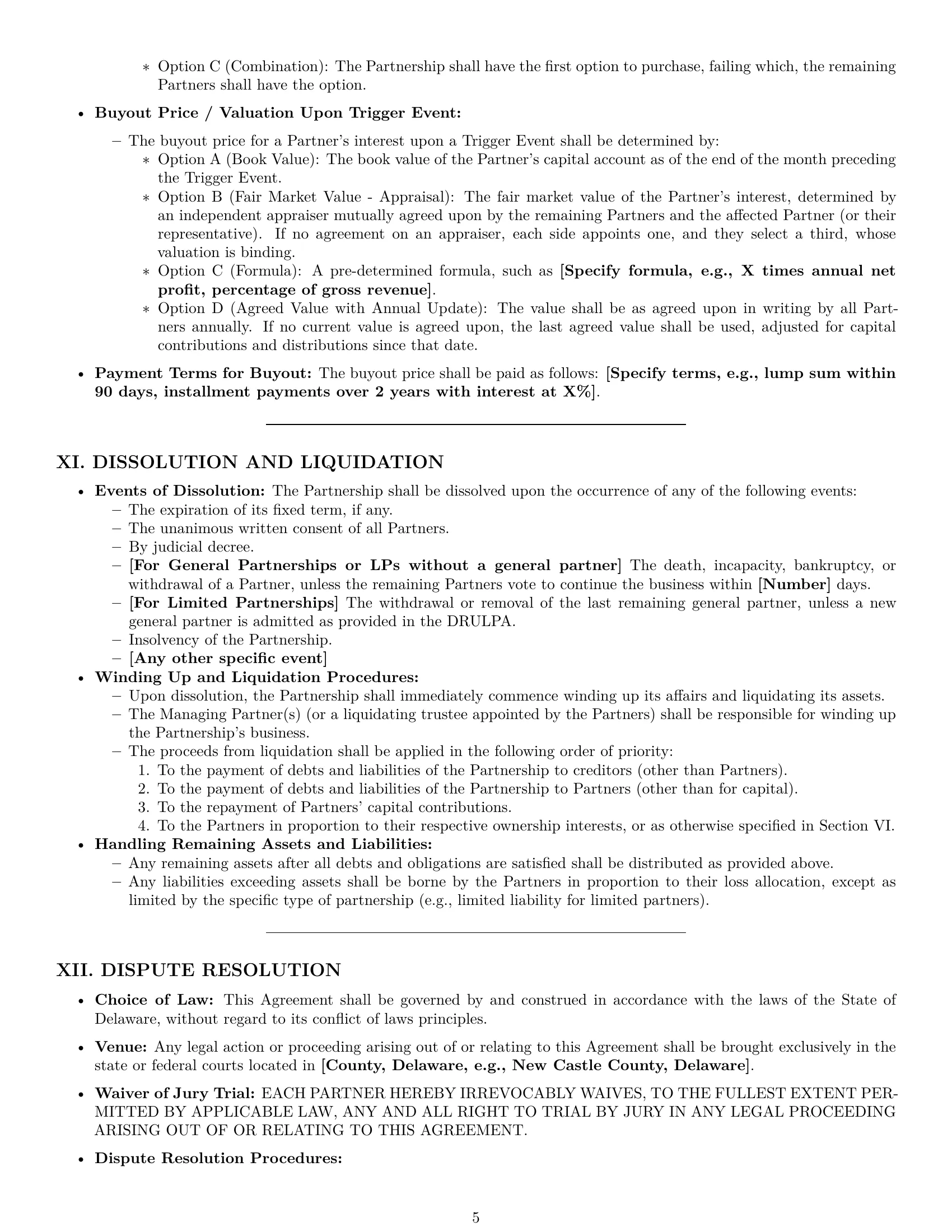 Preview page 5 of Pro Delaware partnership agreement template