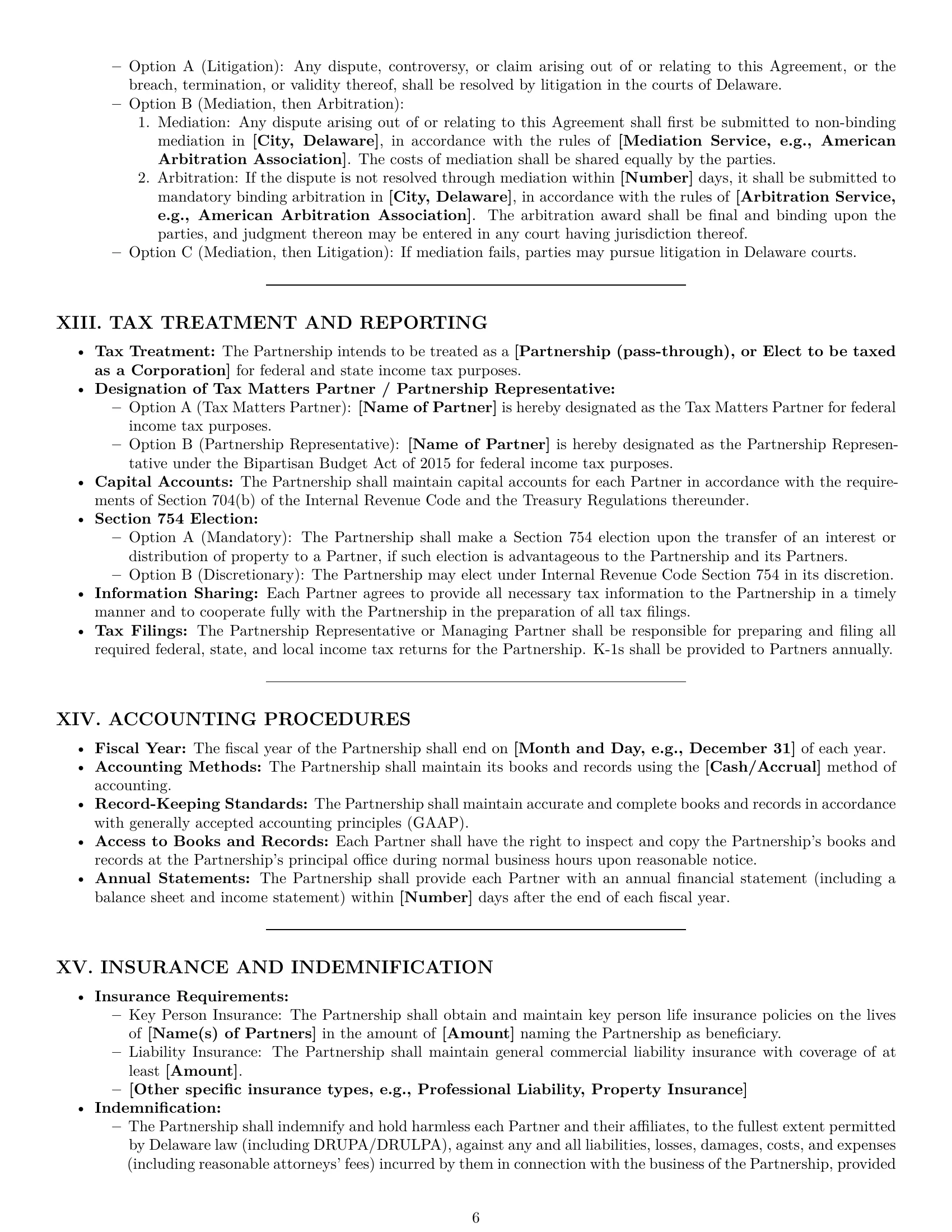 Preview page 6 of Pro Delaware partnership agreement template