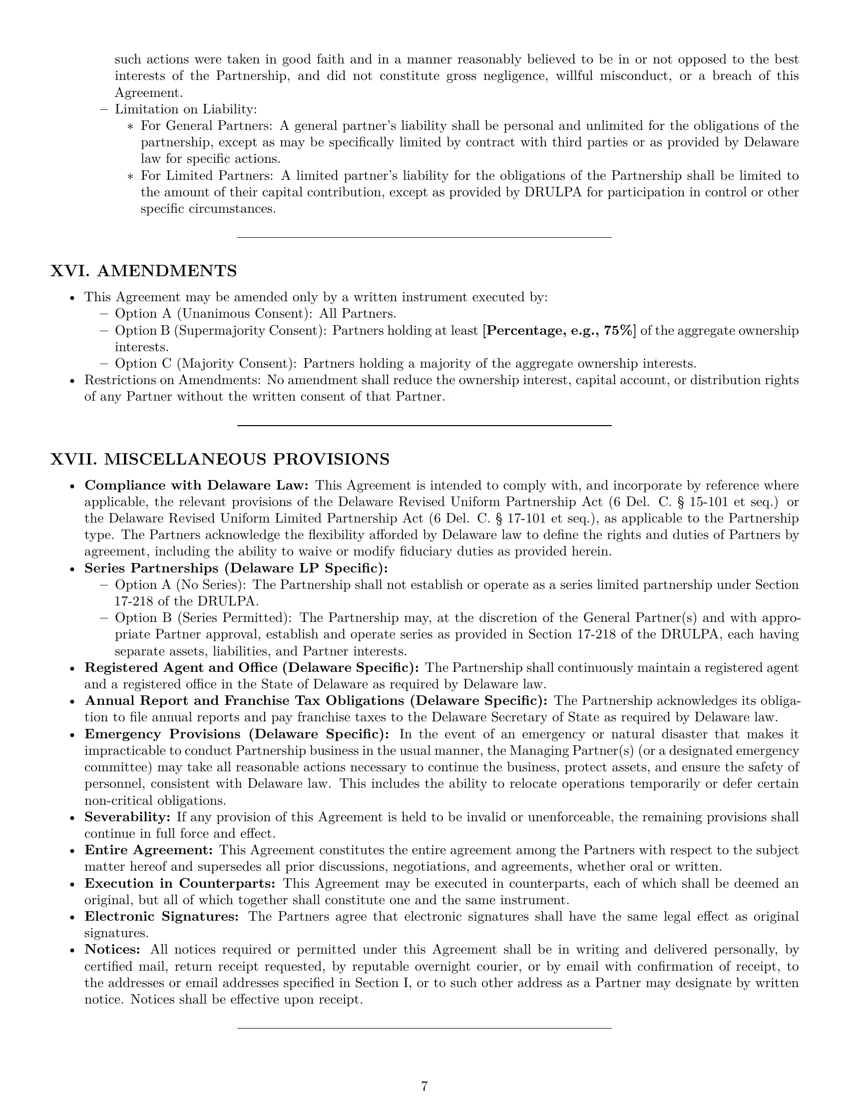 Preview page 7 of Pro Delaware partnership agreement template