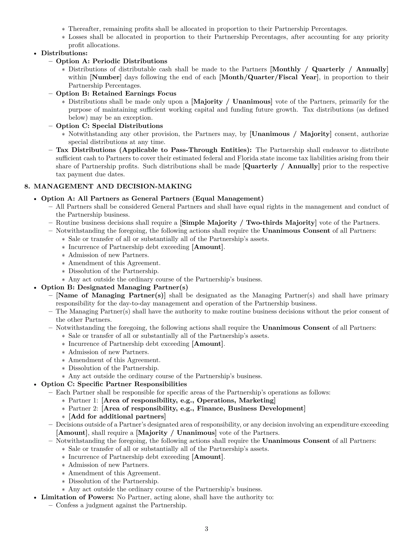 Preview page 3 of Pro Florida partnership agreement template