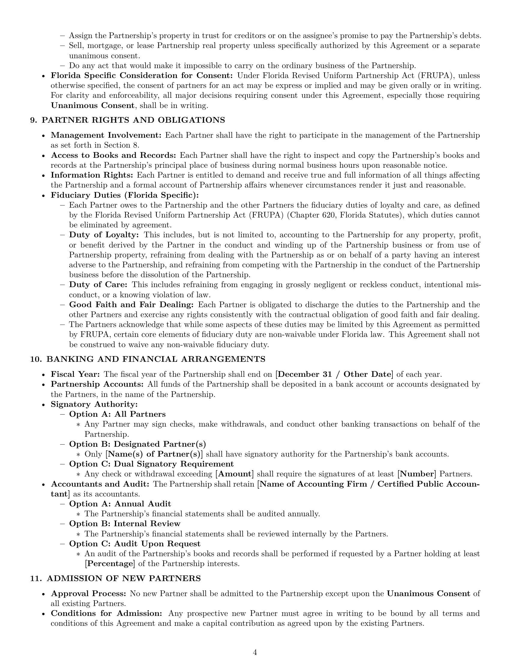Preview page 4 of Pro Florida partnership agreement template