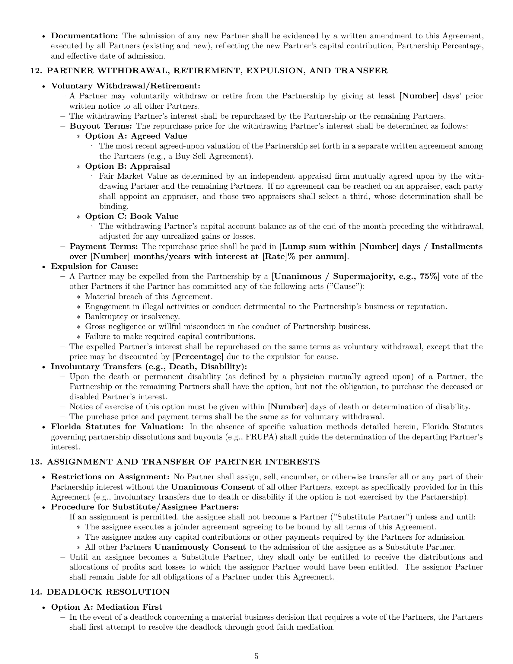 Preview page 5 of Pro Florida partnership agreement template
