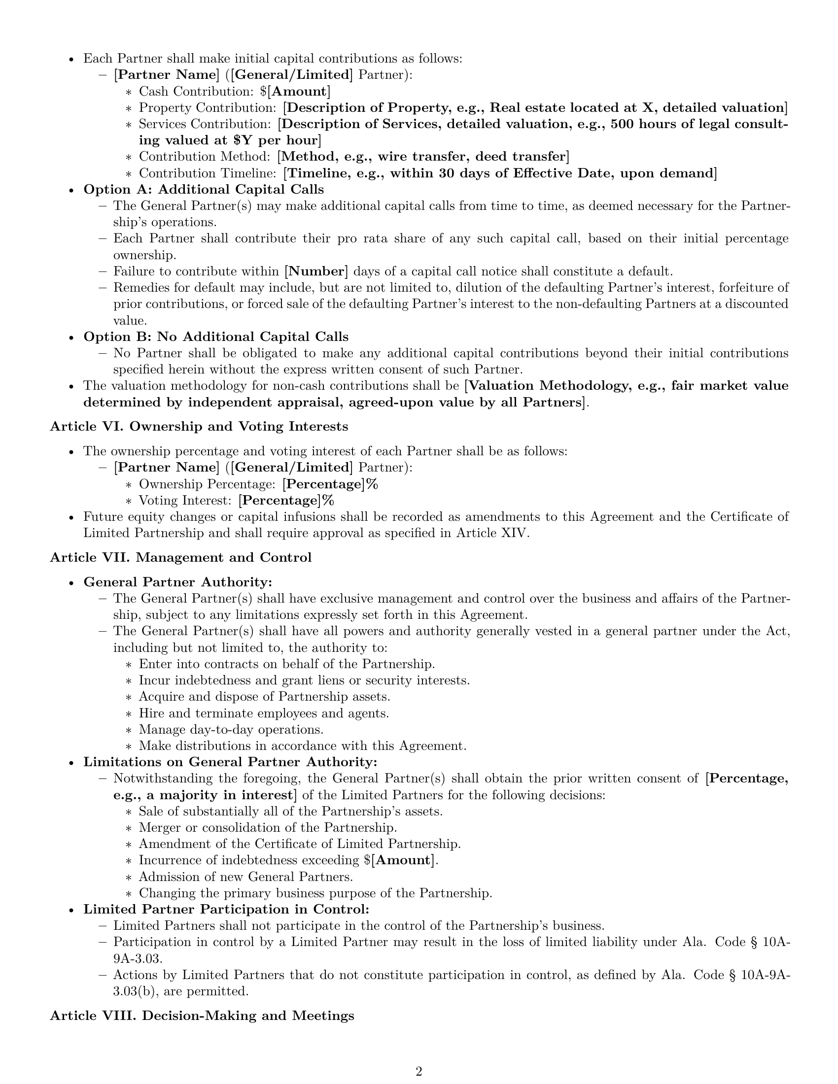 Preview page 2 of Pro Alabama limited partnership agreement template