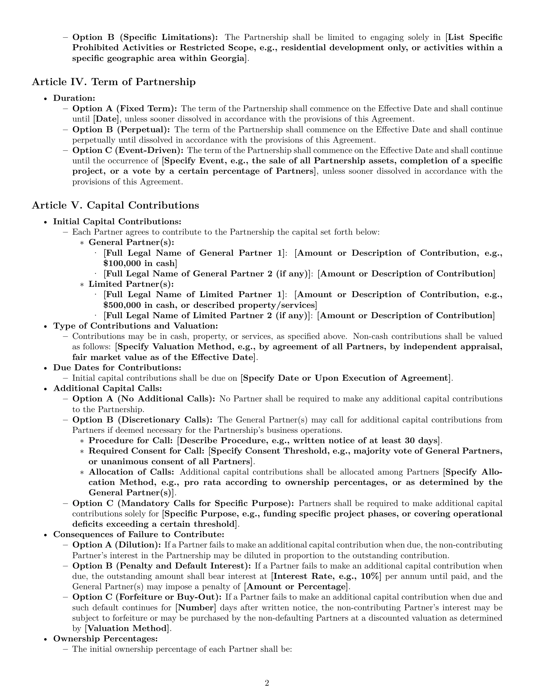 Preview page 2 of Pro Georgia limited partnership agreement template