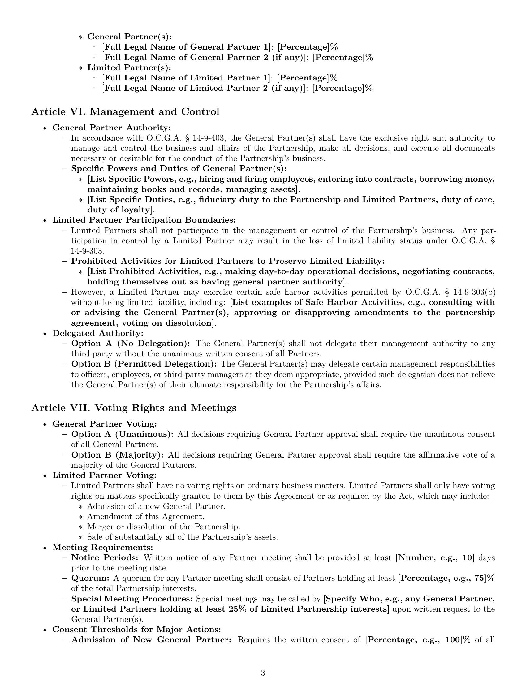 Preview page 3 of Pro Georgia limited partnership agreement template