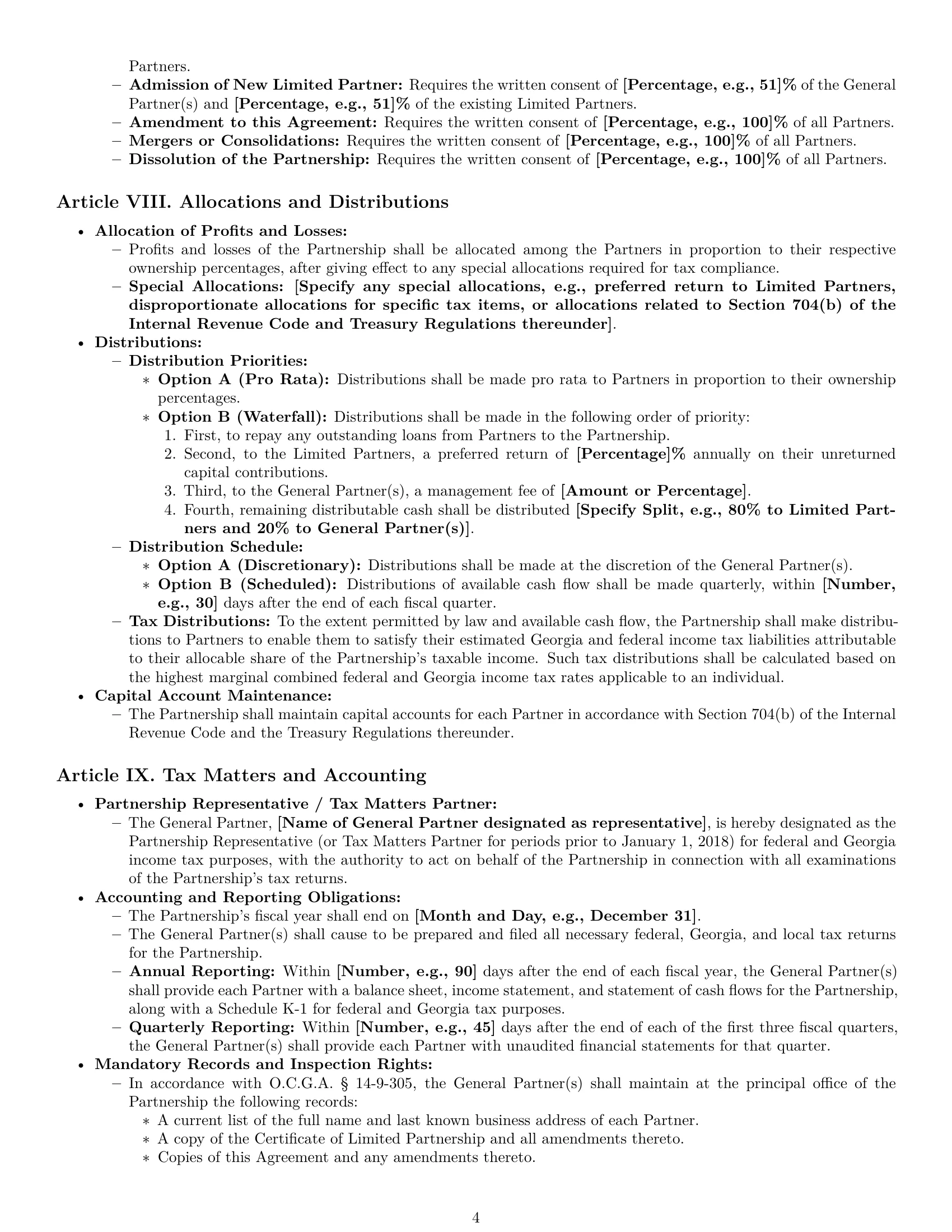 Preview page 4 of Pro Georgia limited partnership agreement template