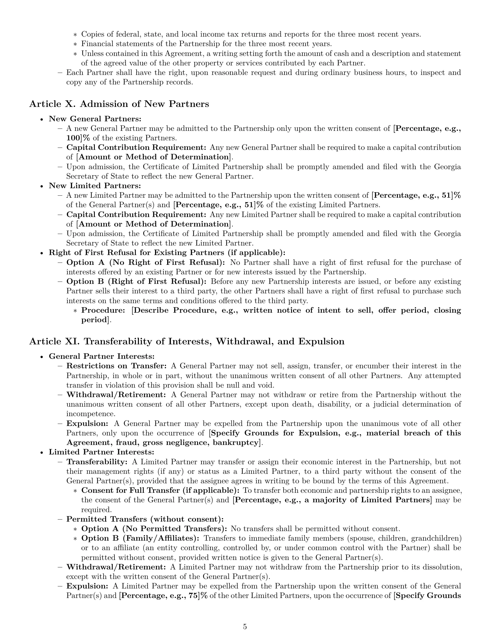 Preview page 5 of Pro Georgia limited partnership agreement template