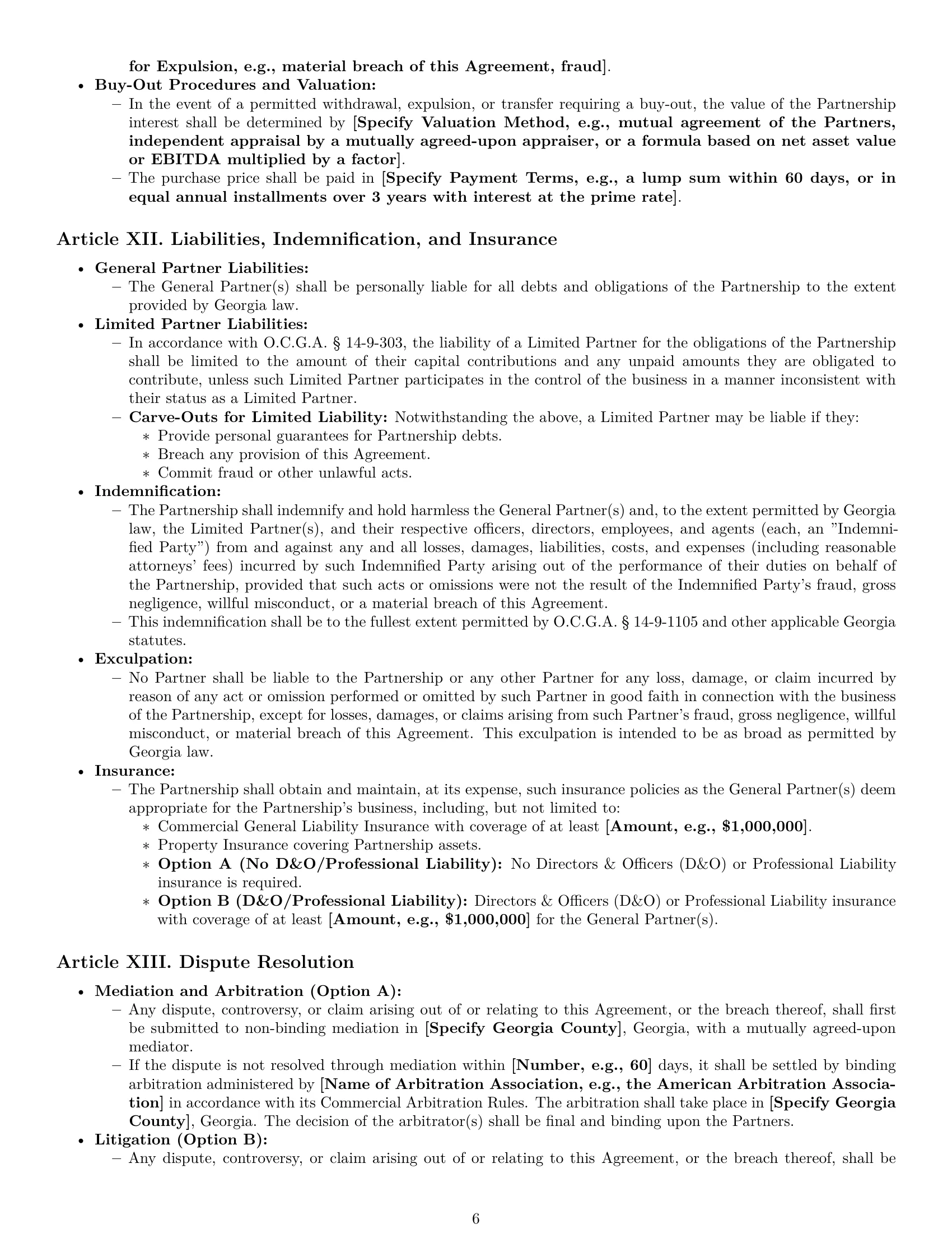Preview page 6 of Pro Georgia limited partnership agreement template