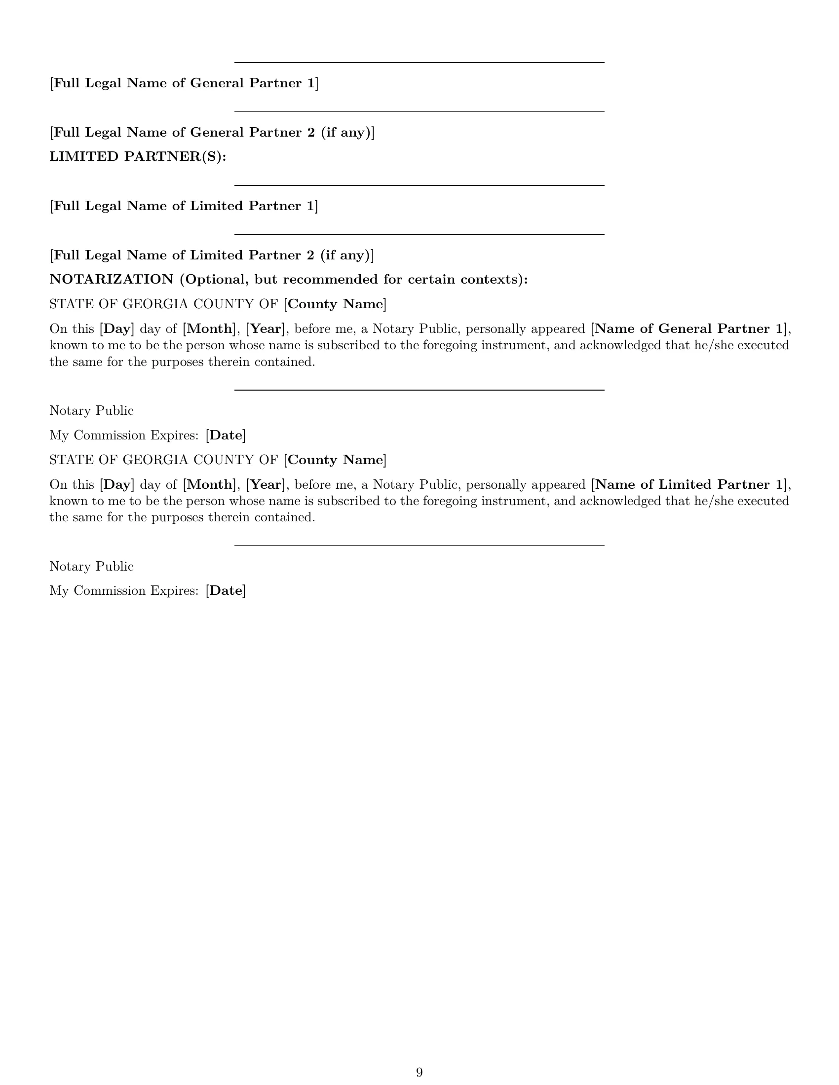 Preview page 9 of Pro Georgia limited partnership agreement template