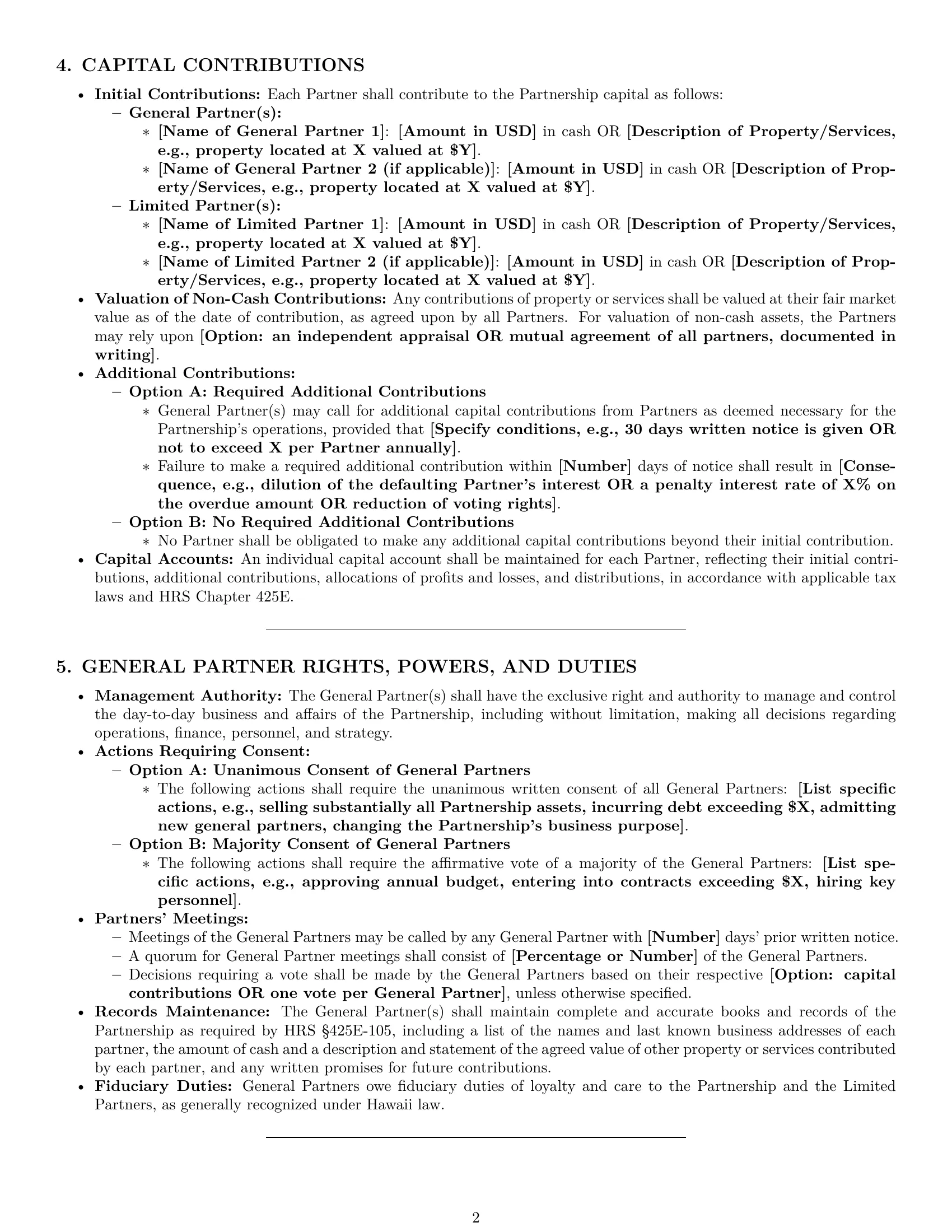 Preview page 2 of Pro Hawaii limited partnership agreement template