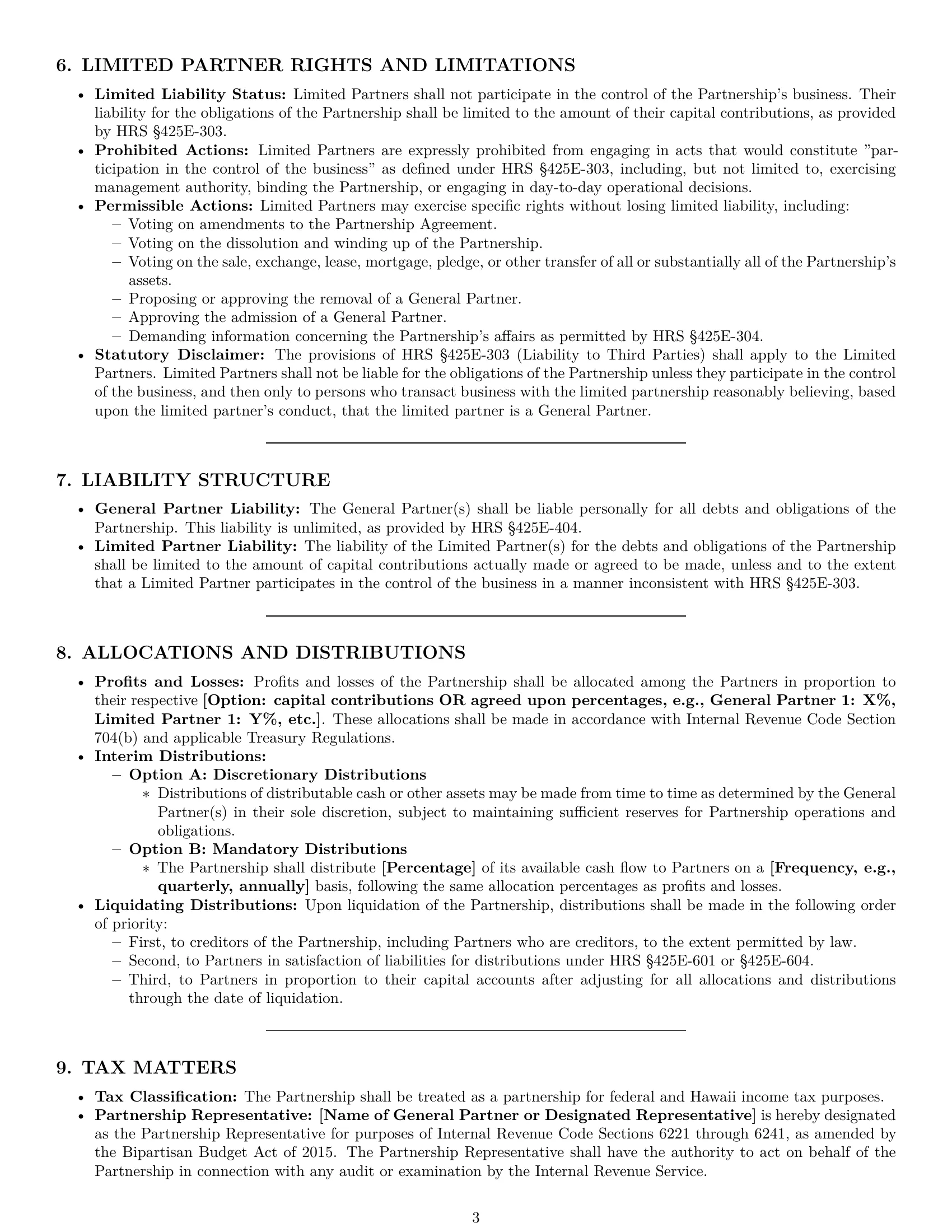Preview page 3 of Pro Hawaii limited partnership agreement template