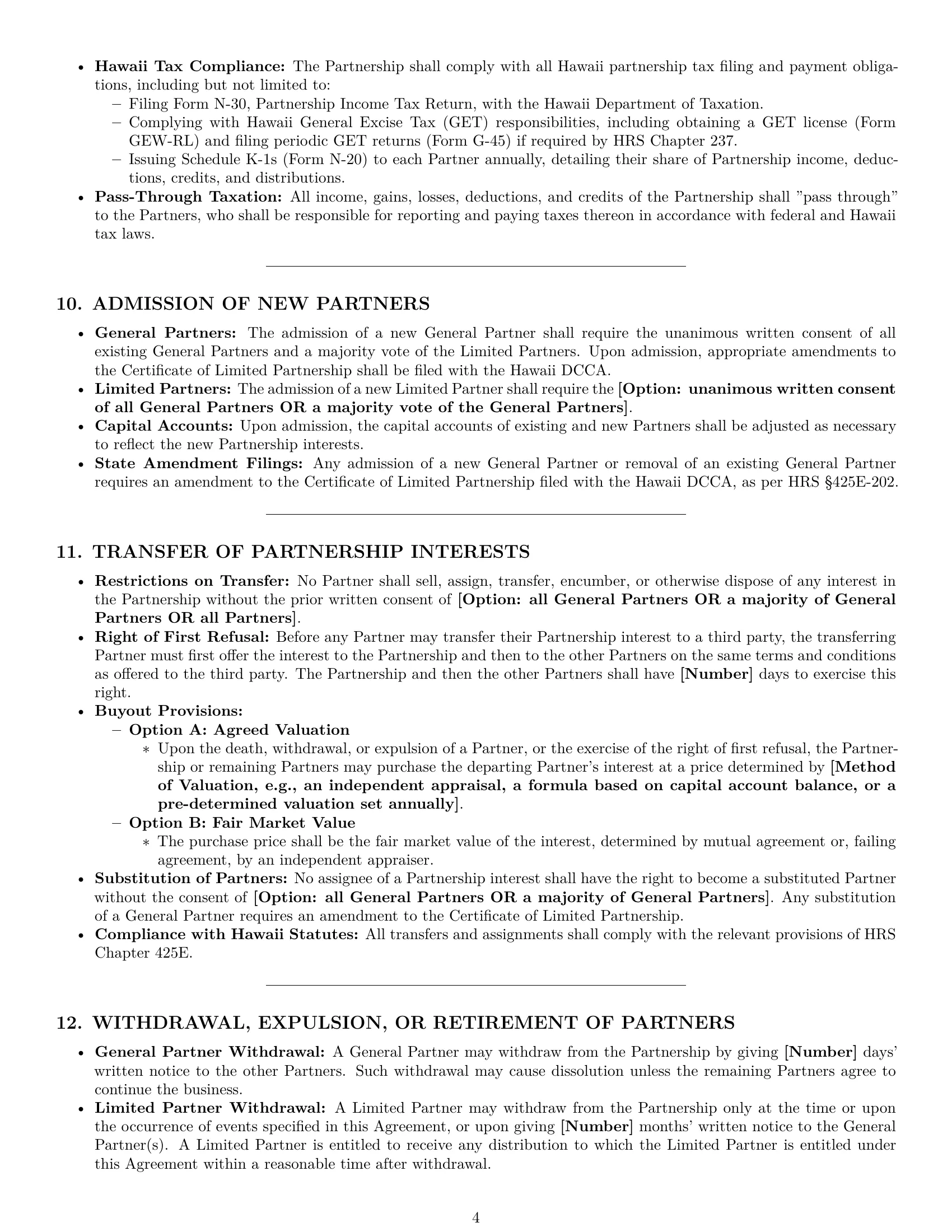 Preview page 4 of Pro Hawaii limited partnership agreement template