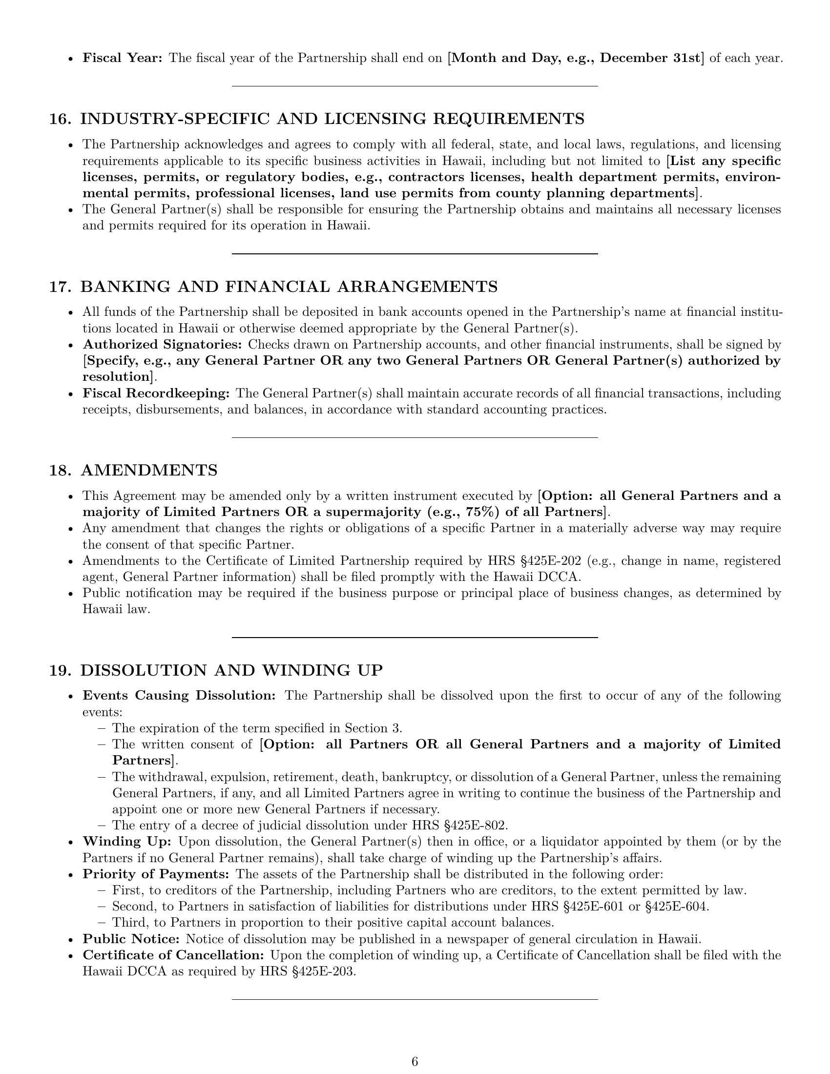 Preview page 6 of Pro Hawaii limited partnership agreement template