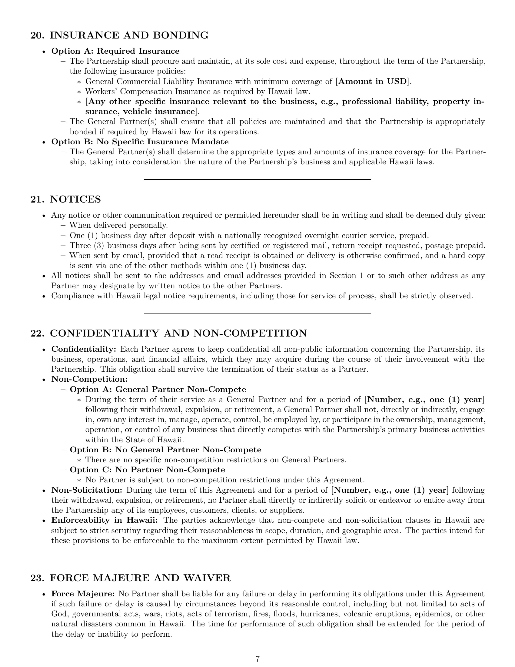 Preview page 7 of Pro Hawaii limited partnership agreement template
