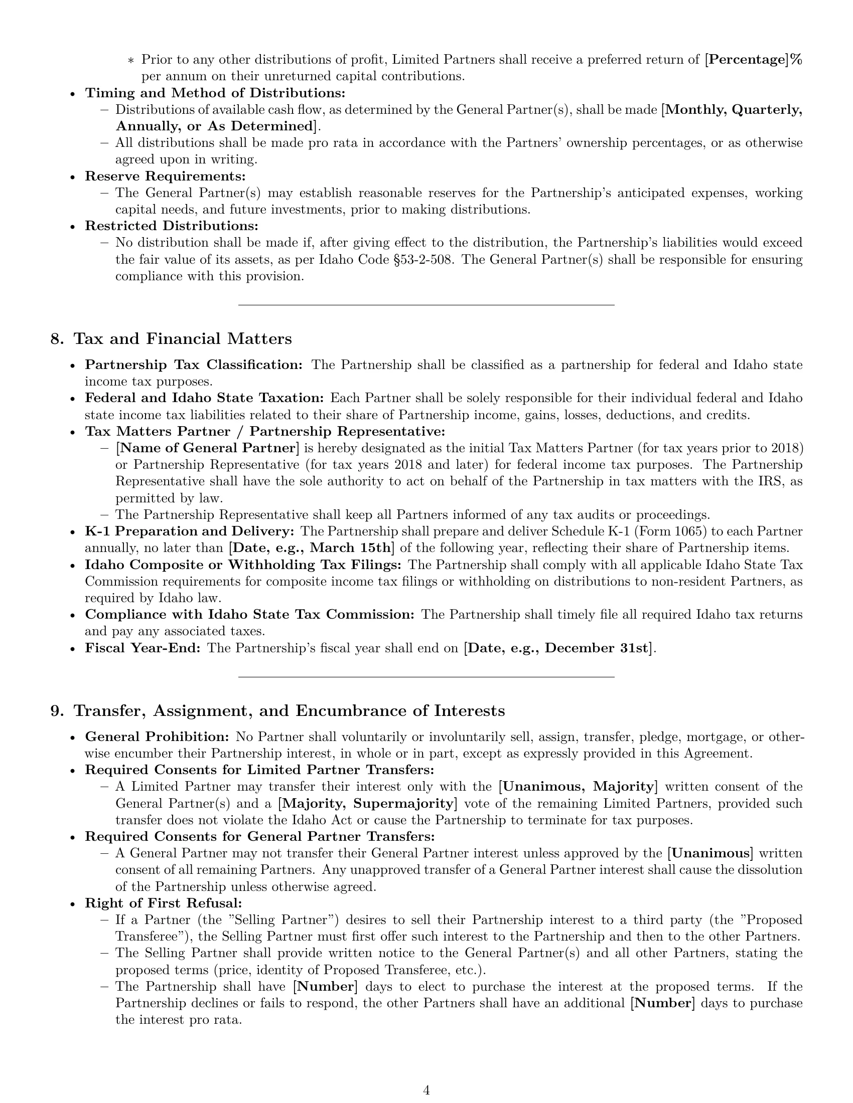 Preview page 4 of Pro Idaho limited partnership agreement template