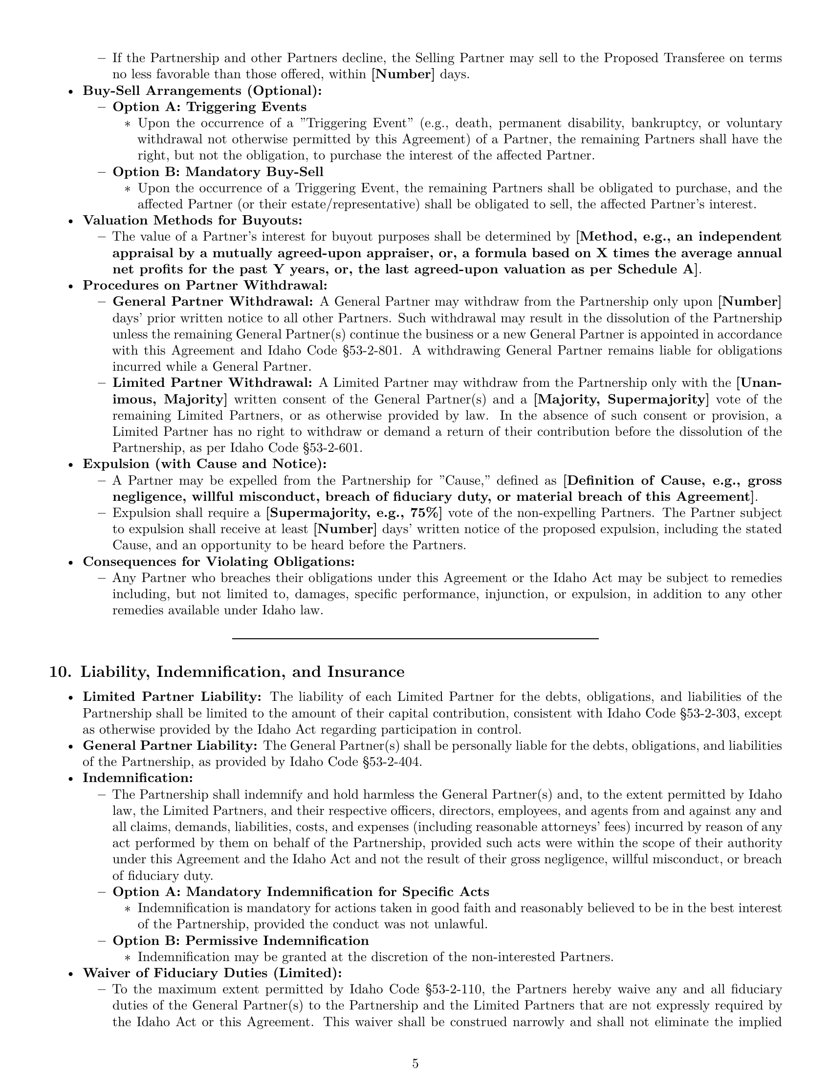 Preview page 5 of Pro Idaho limited partnership agreement template