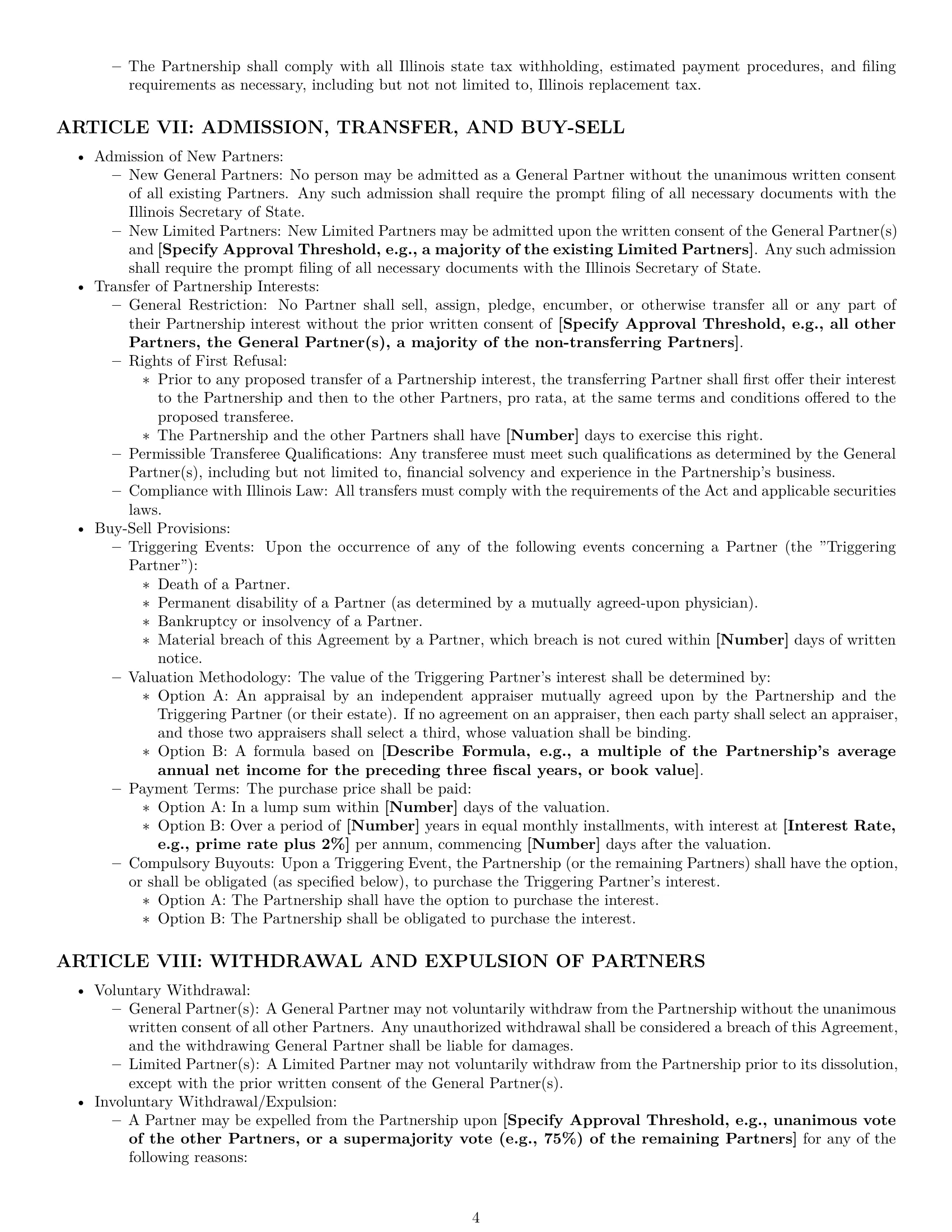 Preview page 4 of Pro Illinois limited partnership agreement template