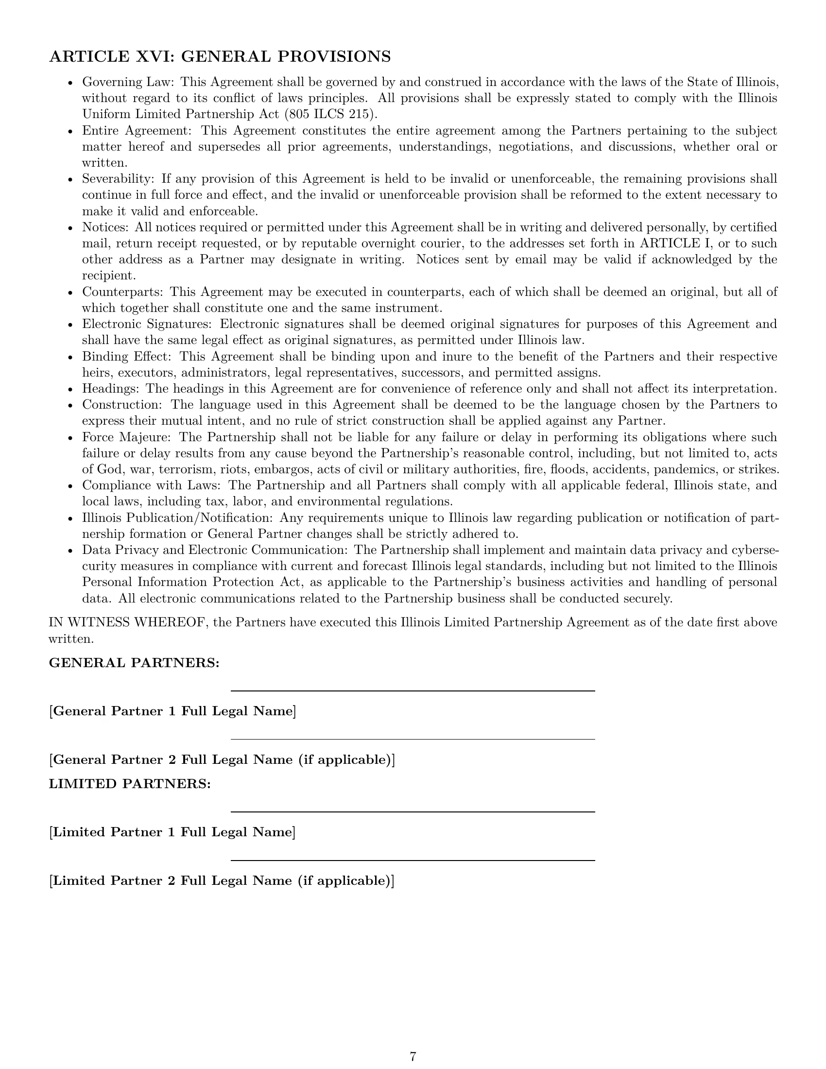 Preview page 7 of Pro Illinois limited partnership agreement template