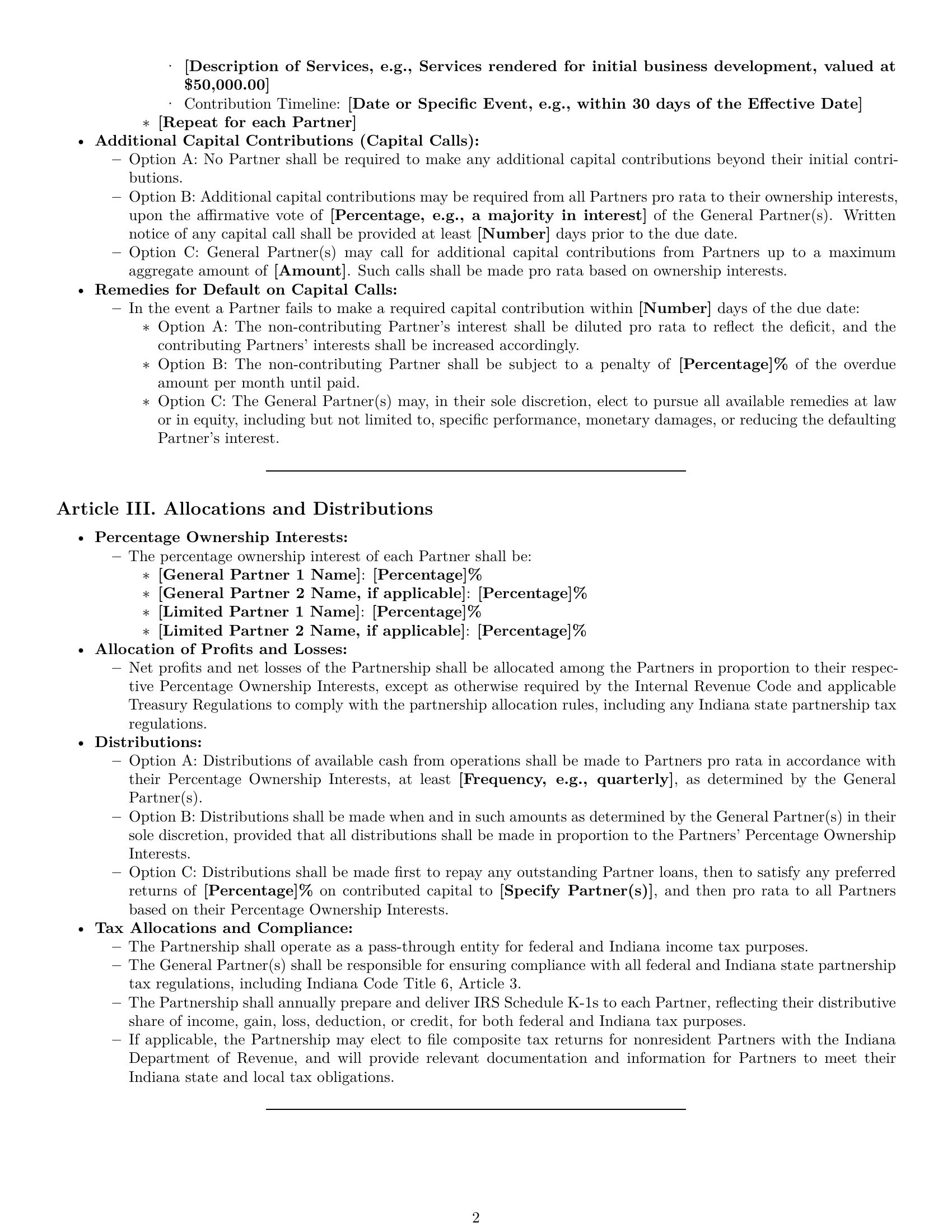 Preview page 2 of Pro Indiana limited partnership agreement template