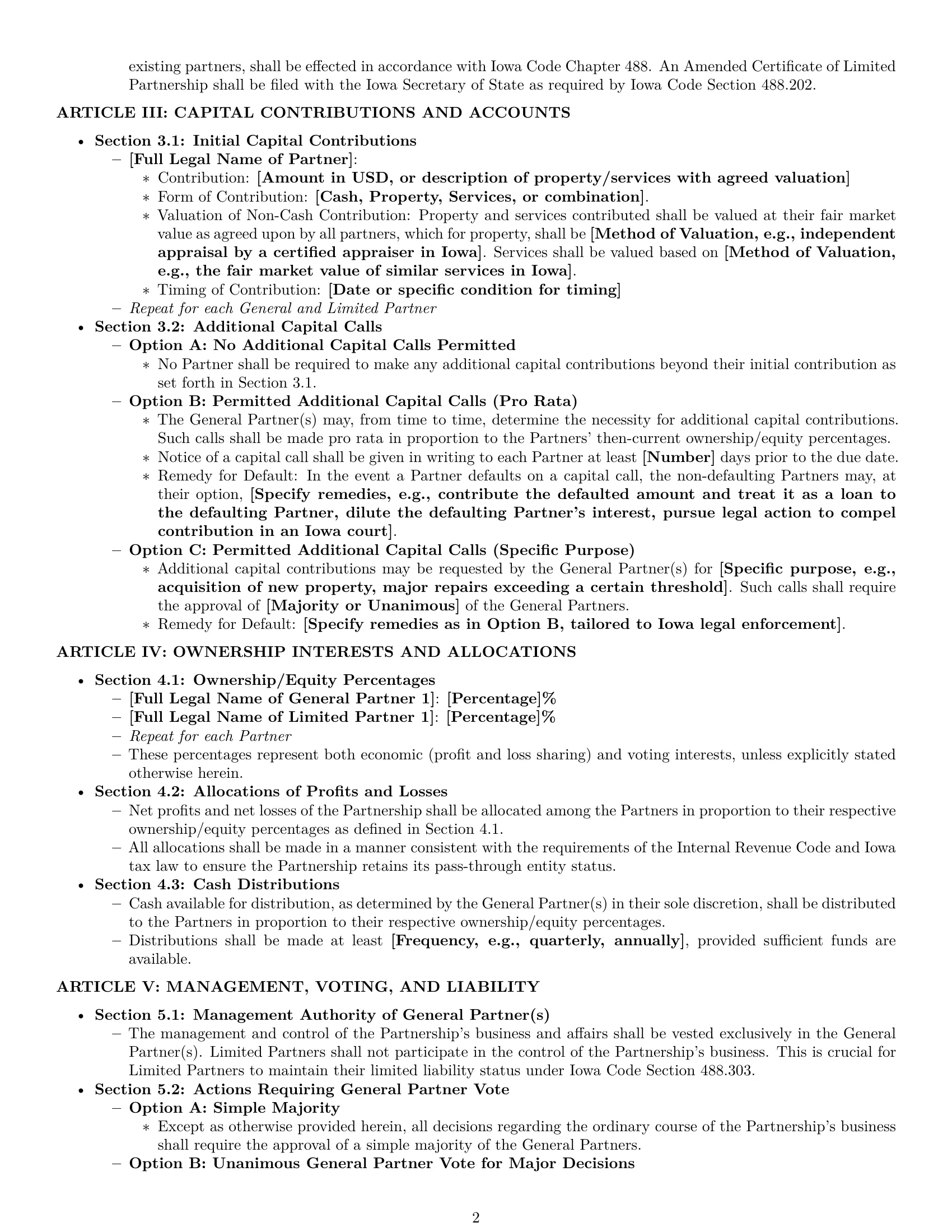 Preview page 2 of Pro Iowa limited partnership agreement template