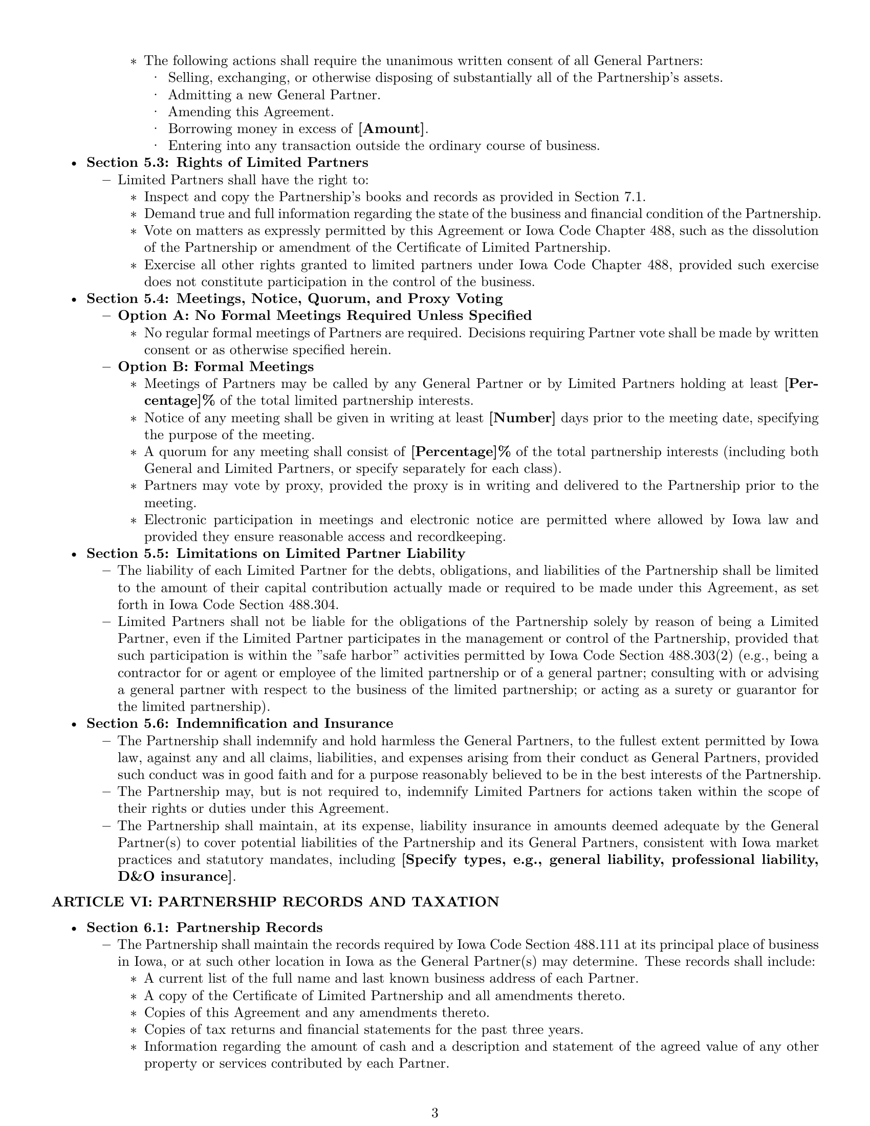 Preview page 3 of Pro Iowa limited partnership agreement template