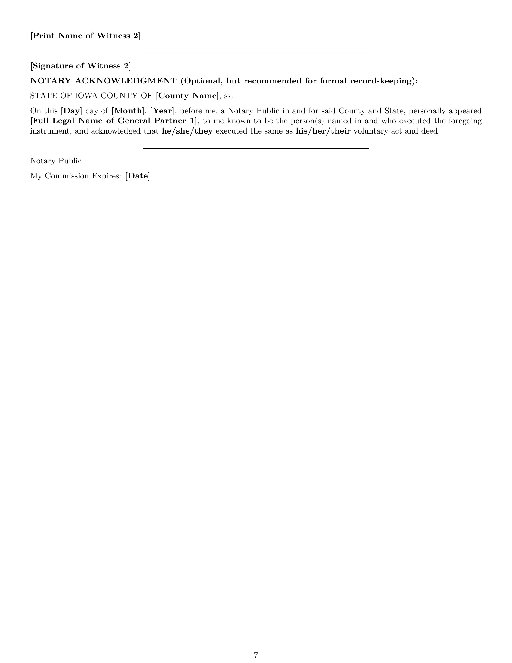 Preview page 7 of Pro Iowa limited partnership agreement template