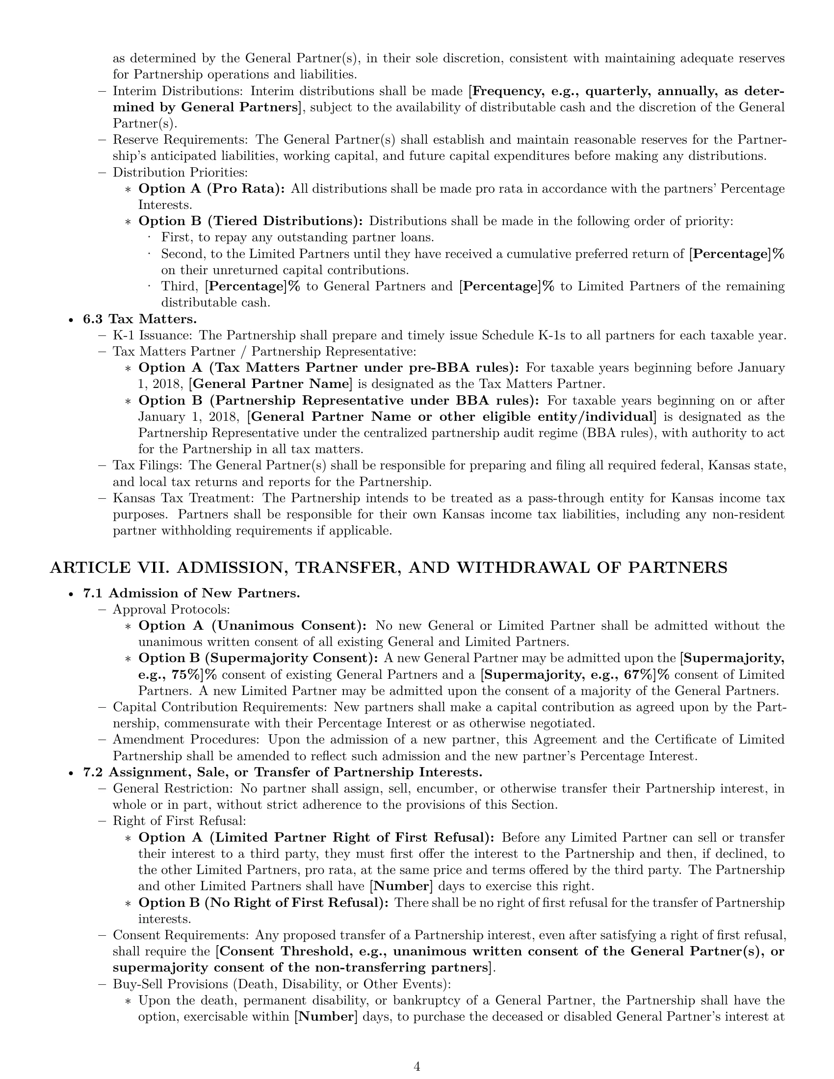 Preview page 4 of Pro Kansas limited partnership agreement template