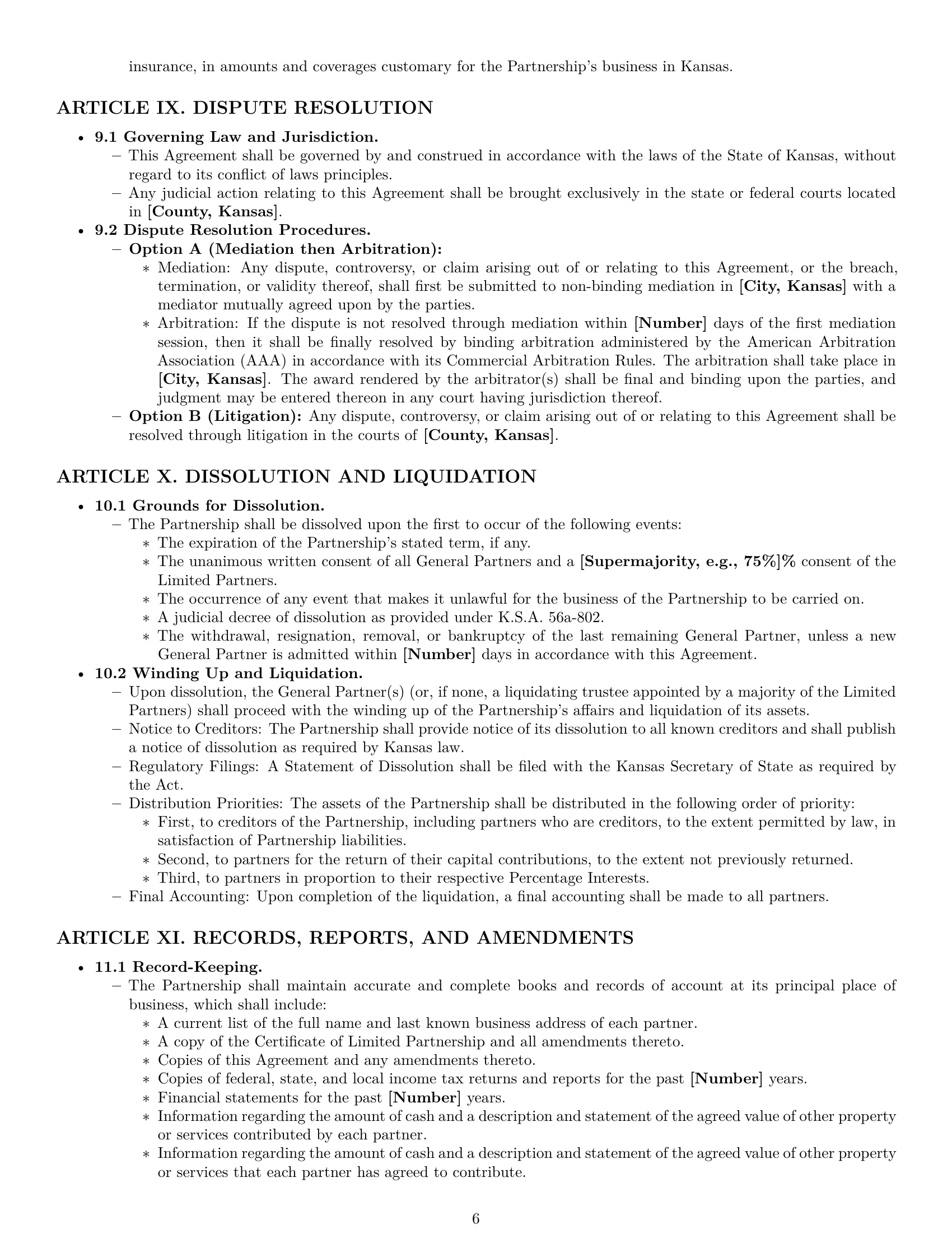 Preview page 6 of Pro Kansas limited partnership agreement template