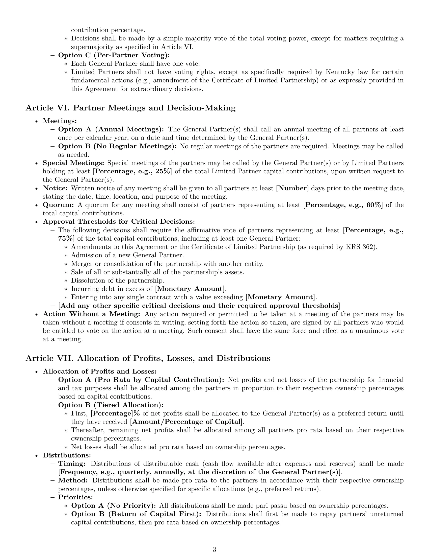 Preview page 3 of Pro Kentucky limited partnership agreement template