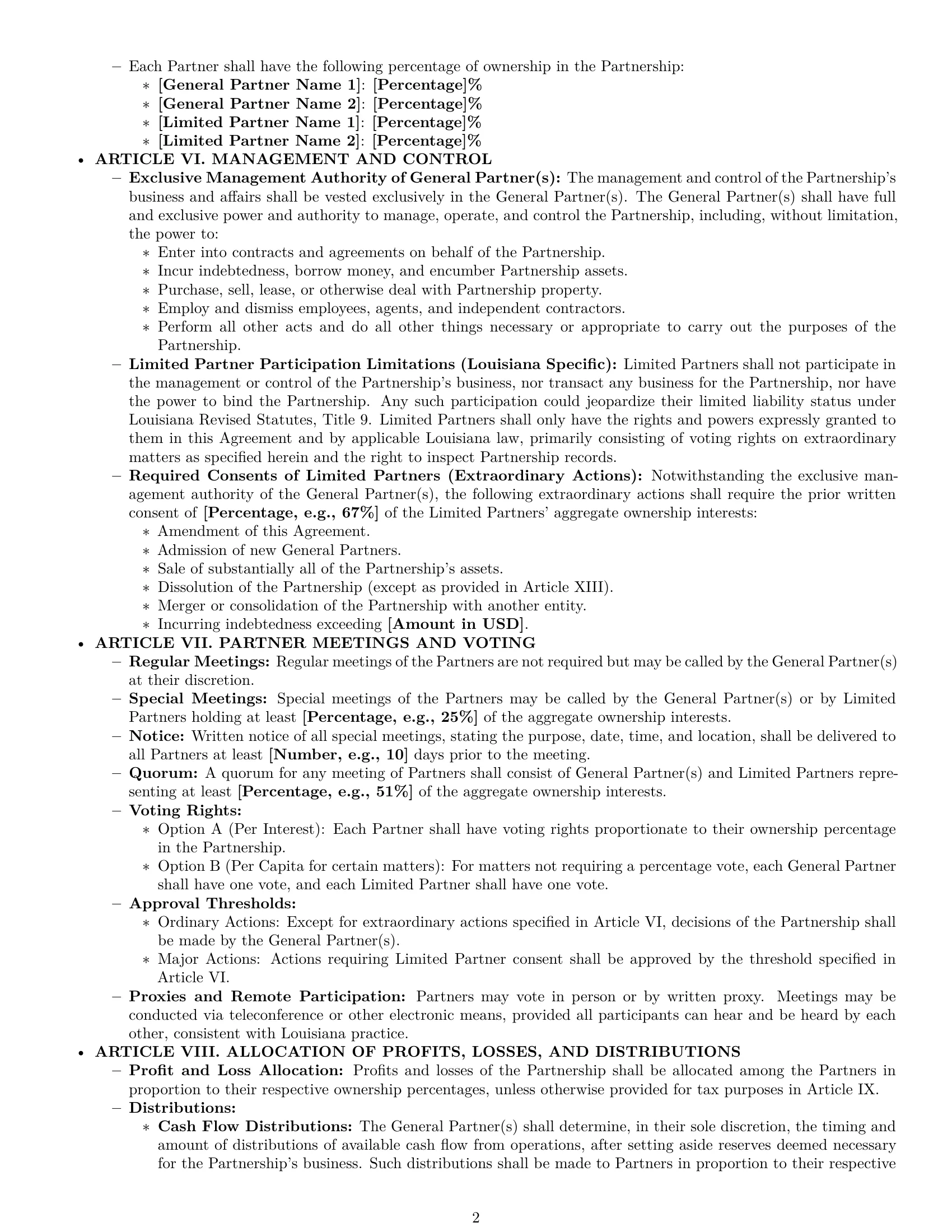 Preview page 2 of Pro Louisiana limited partnership agreement template