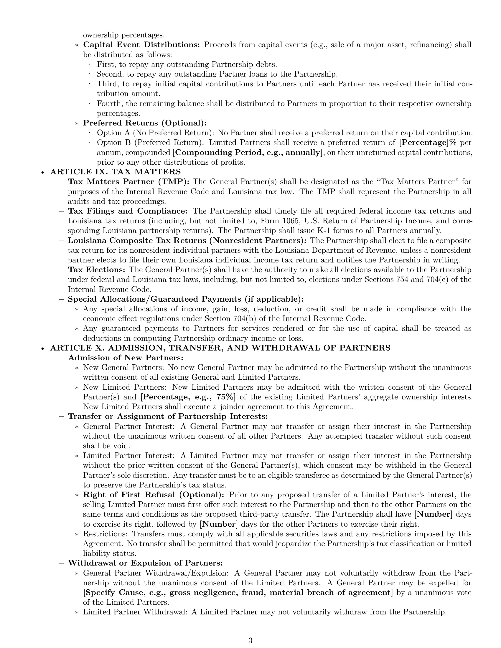 Preview page 3 of Pro Louisiana limited partnership agreement template