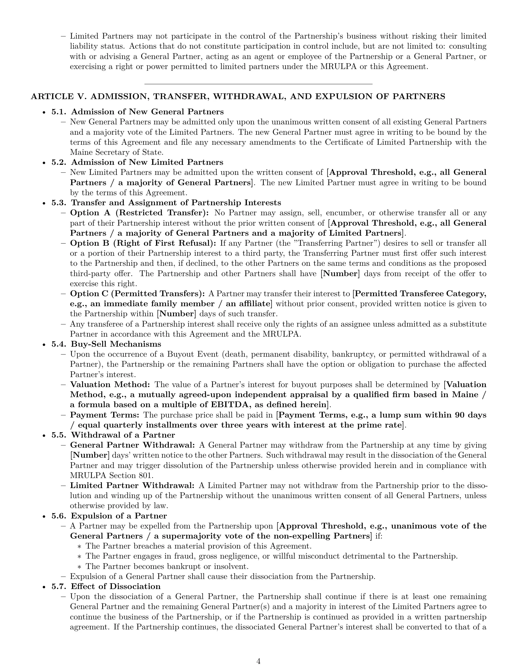 Preview page 4 of Pro Maine limited partnership agreement template