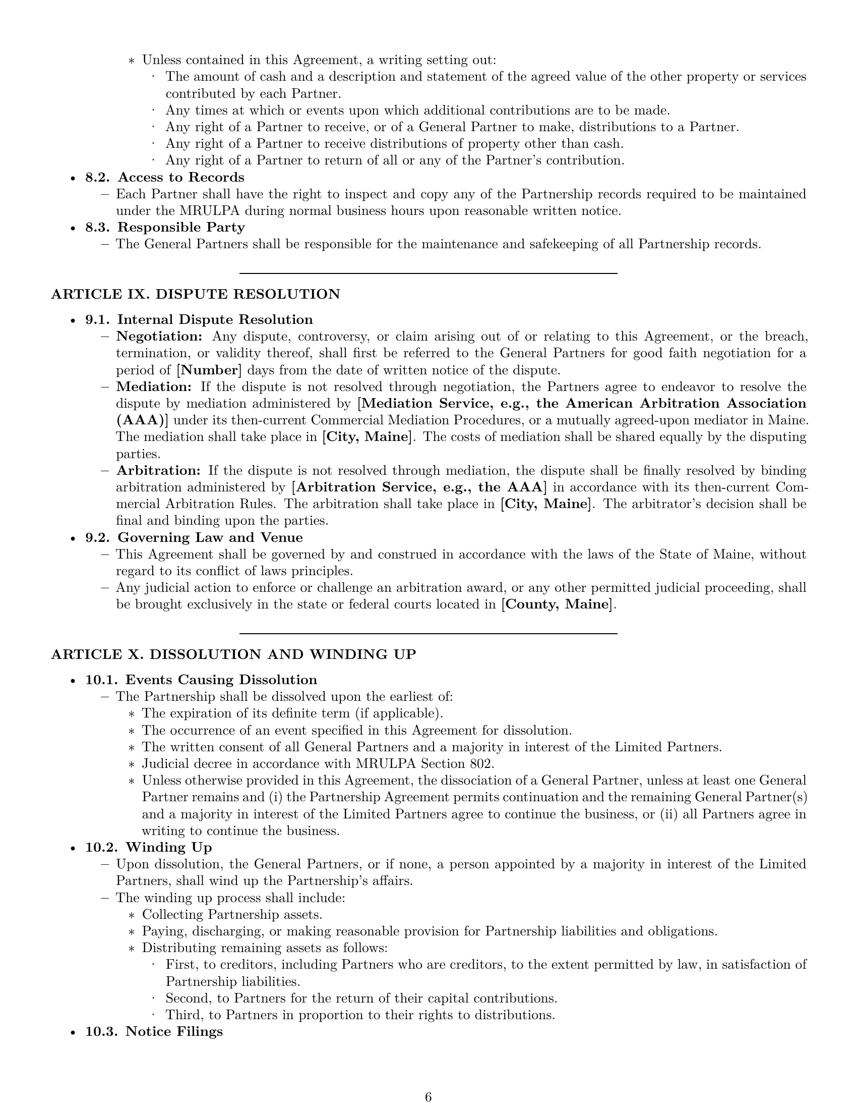 Preview page 6 of Pro Maine limited partnership agreement template
