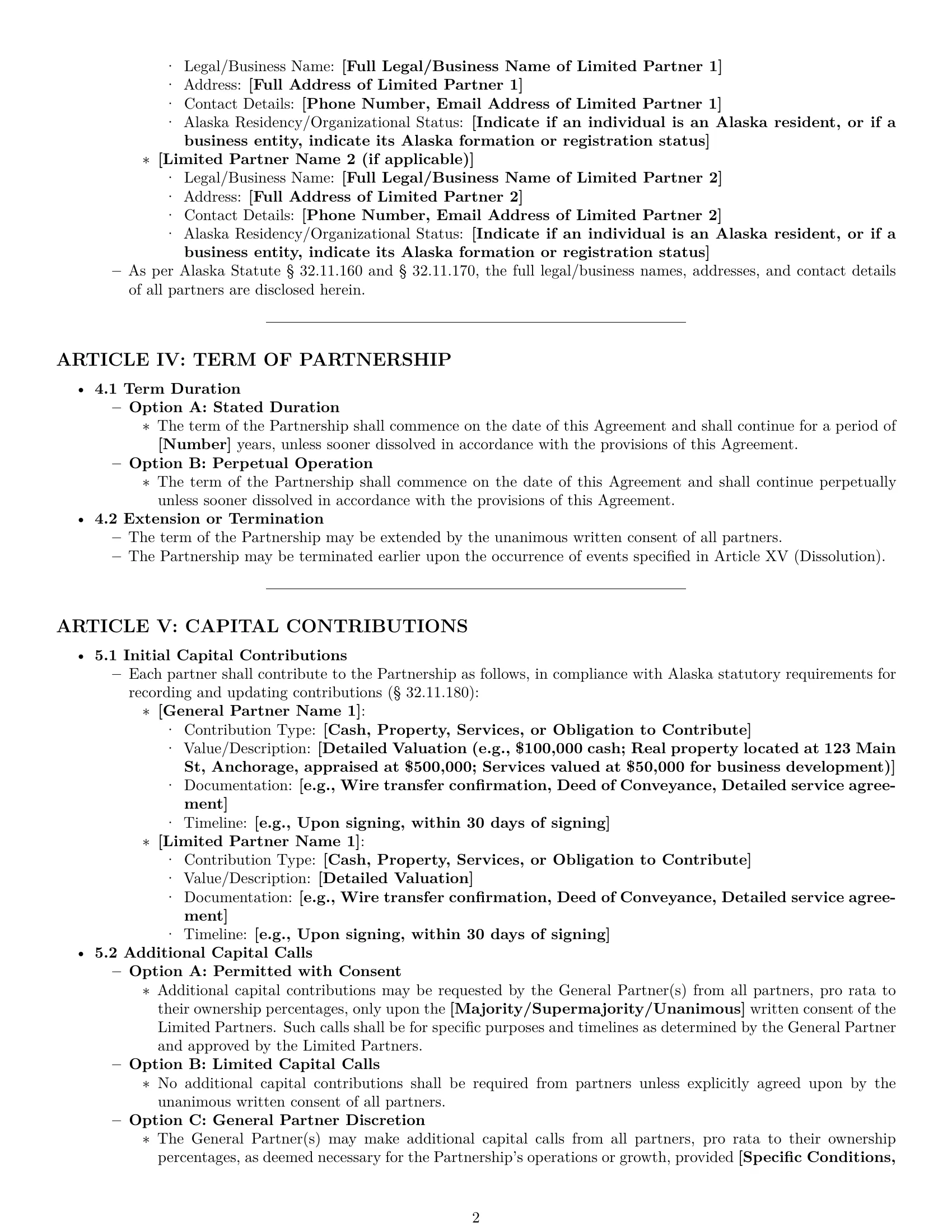Preview page 2 of Pro Alaska limited partnership agreement template
