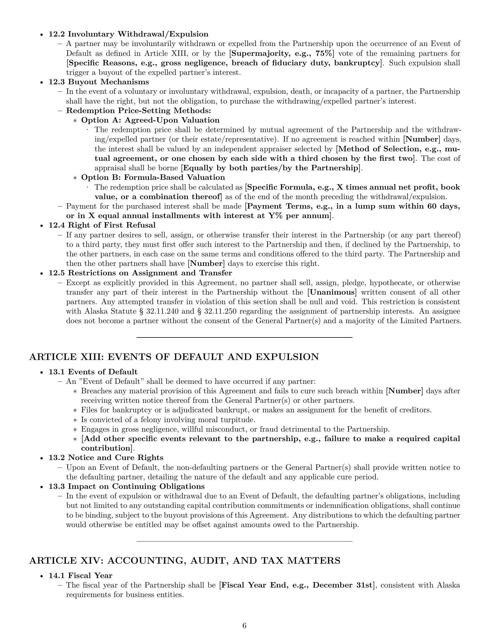 Preview page 6 of Pro Alaska limited partnership agreement template