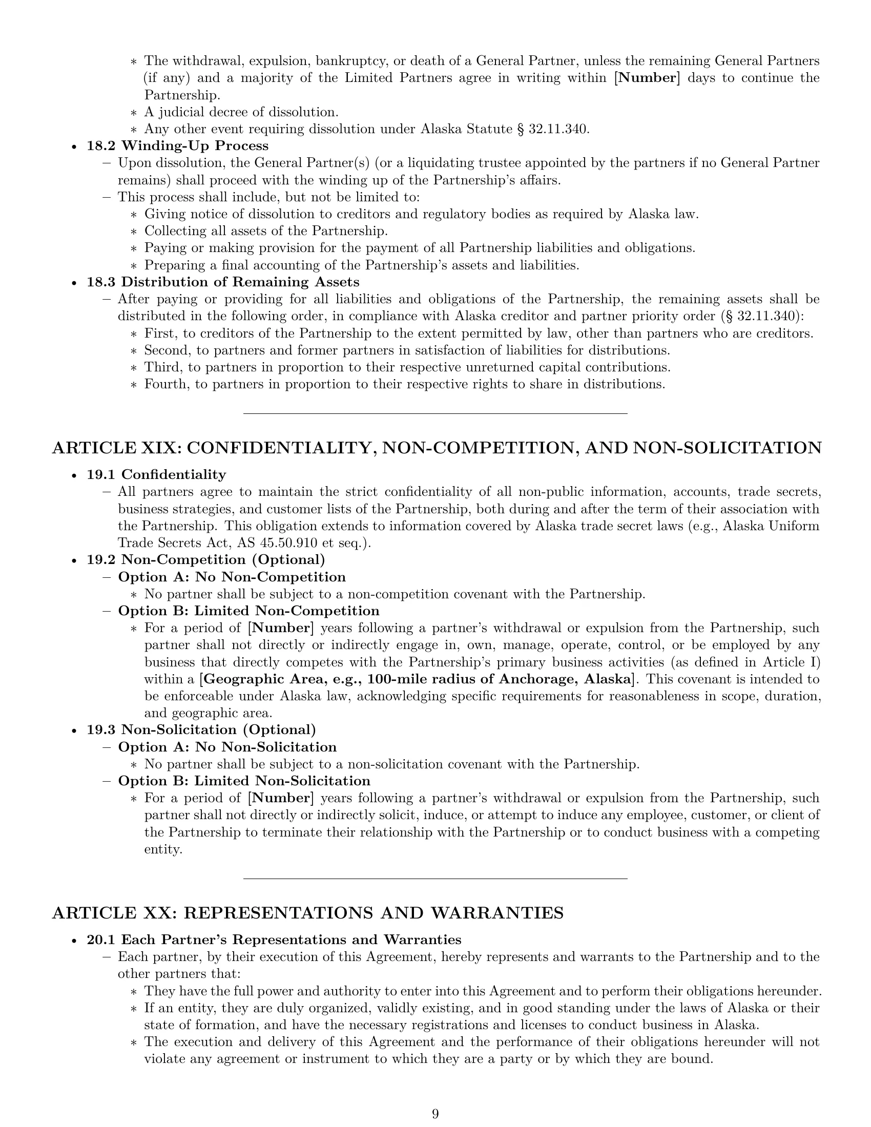 Preview page 9 of Pro Alaska limited partnership agreement template