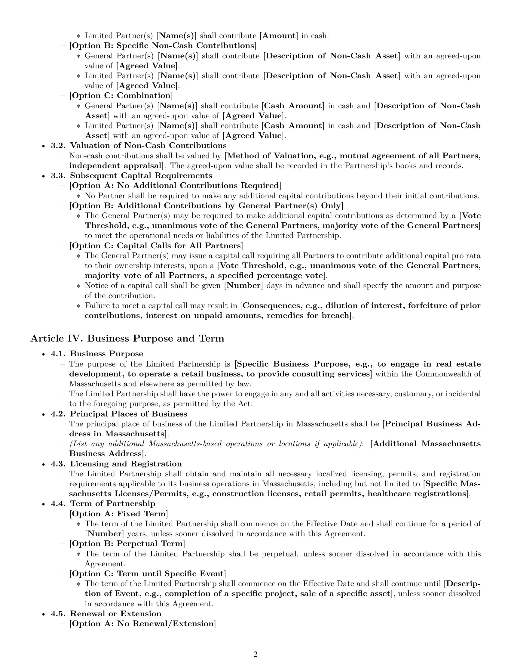 Preview page 2 of Pro Massachusetts limited partnership agreement template