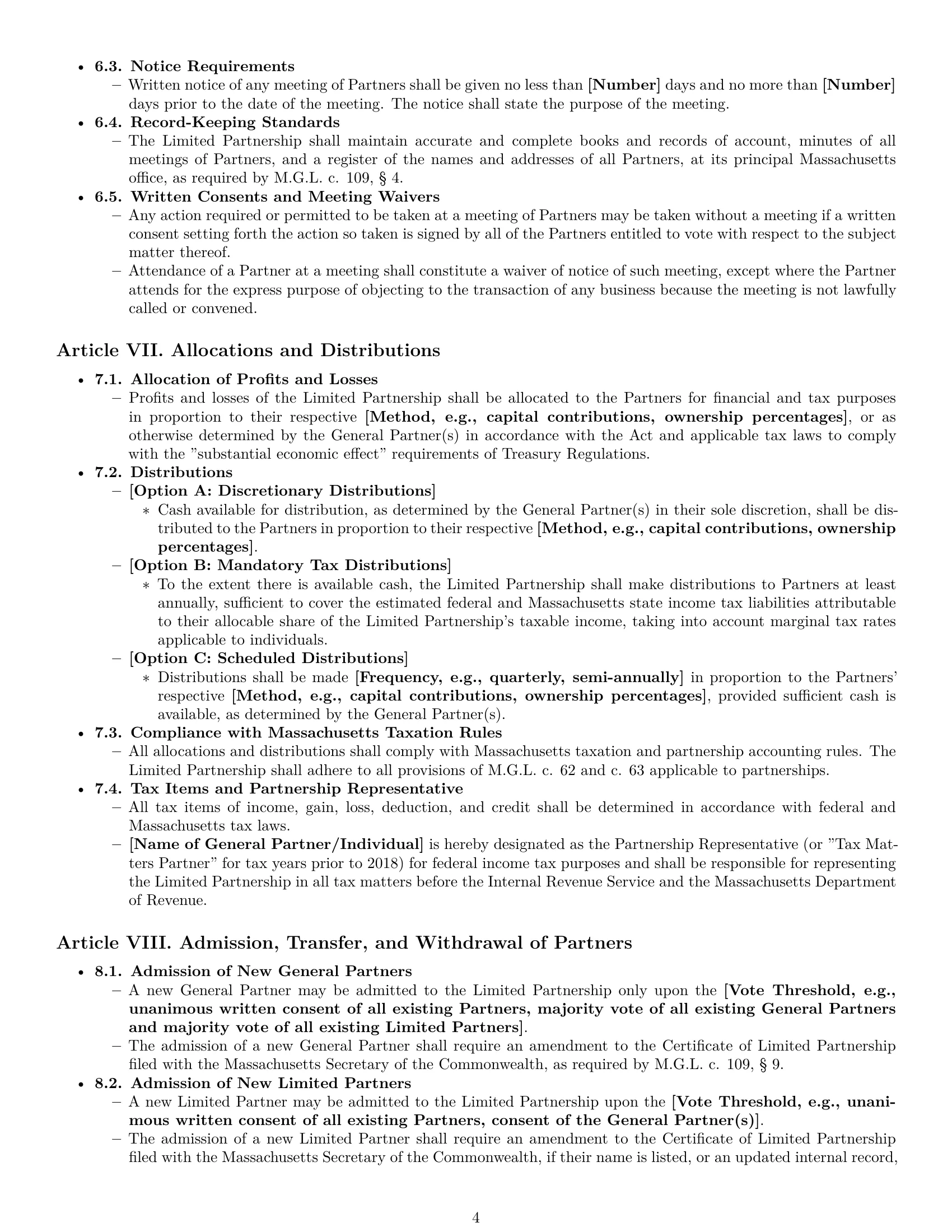 Preview page 4 of Pro Massachusetts limited partnership agreement template