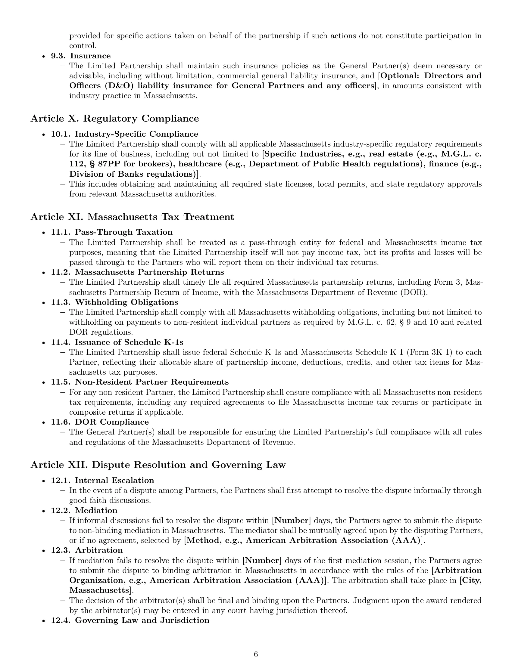 Preview page 6 of Pro Massachusetts limited partnership agreement template