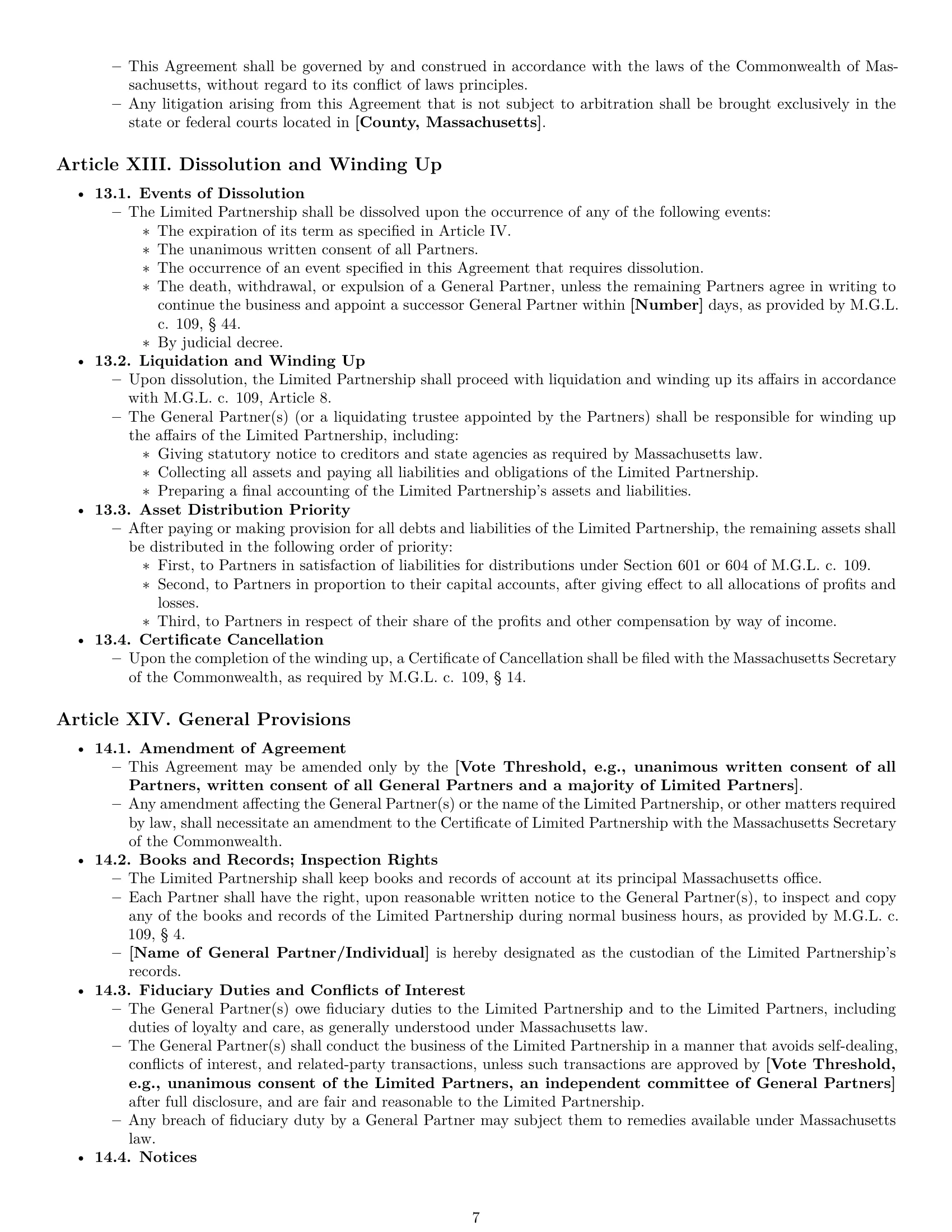 Preview page 7 of Pro Massachusetts limited partnership agreement template