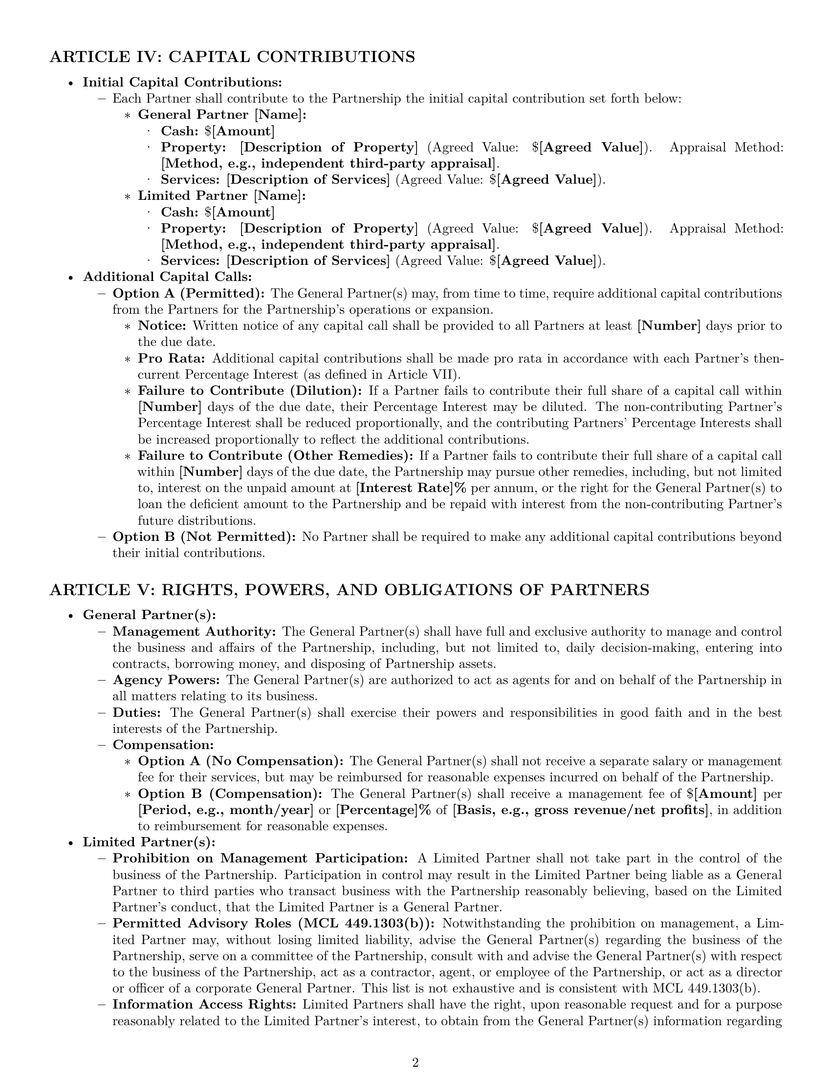 Preview page 2 of Pro Michigan limited partnership agreement template