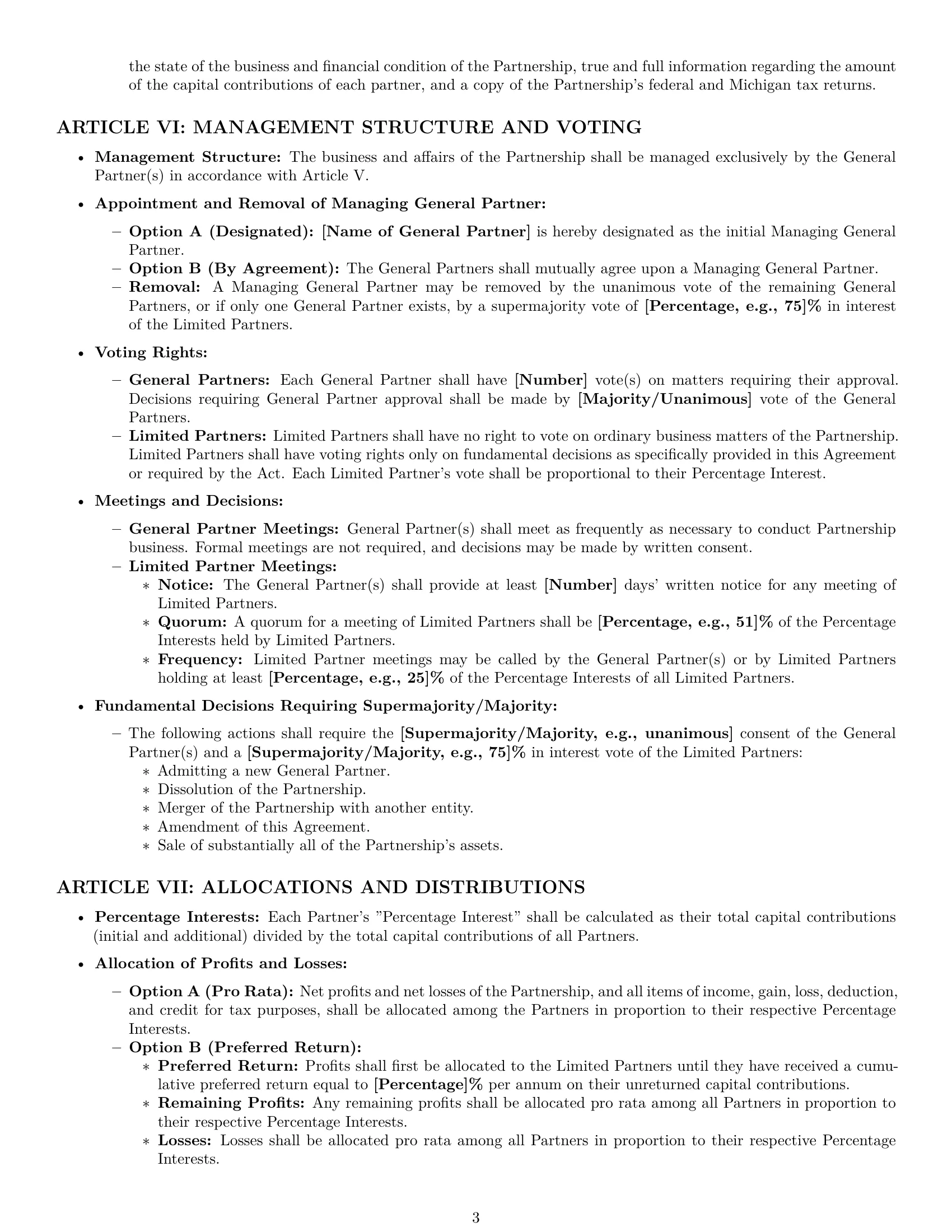 Preview page 3 of Pro Michigan limited partnership agreement template